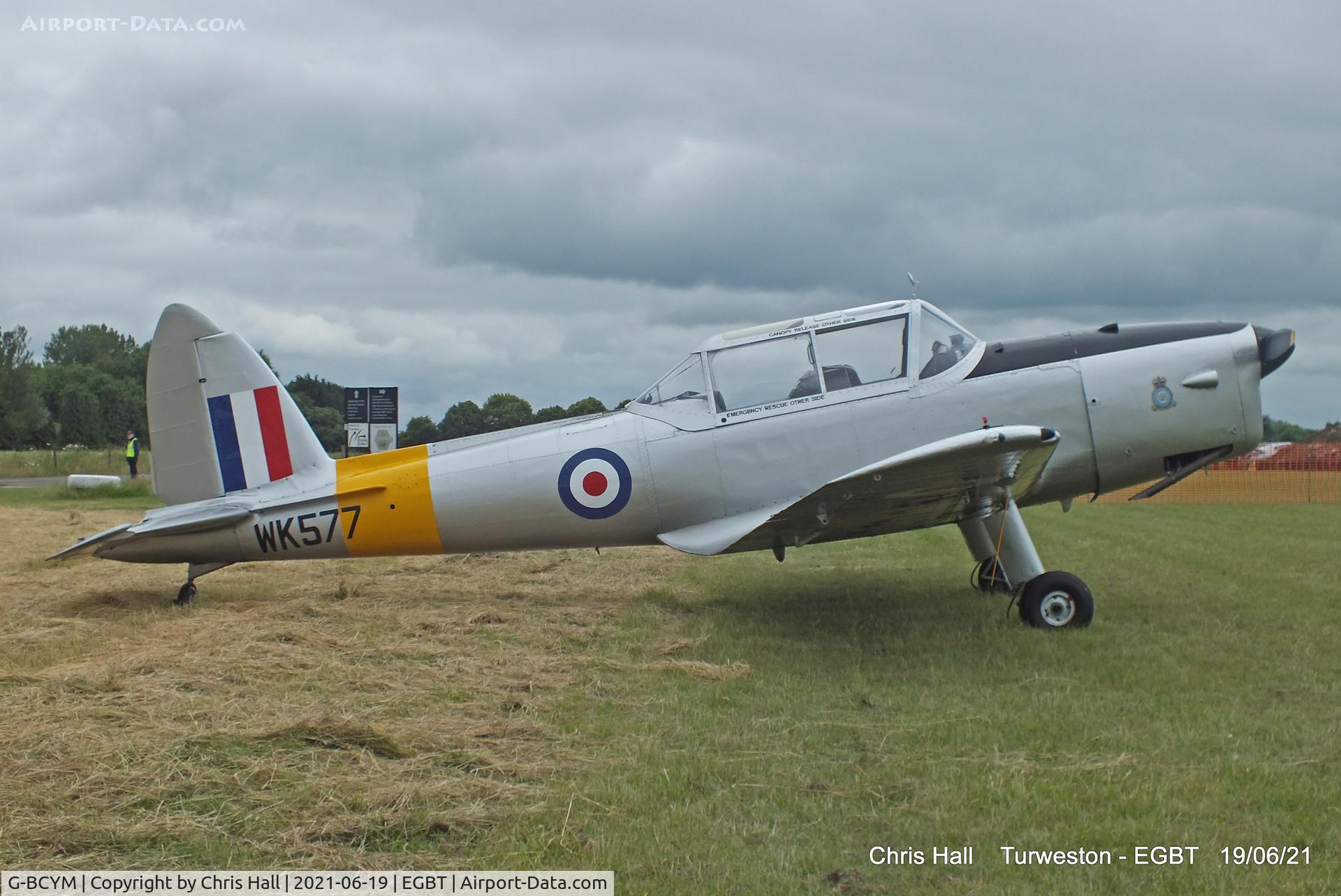 G-BCYM, 1950 De Havilland DHC-1 Chipmunk T.10 C/N C1/0598, Turweston, Air Britain fly in