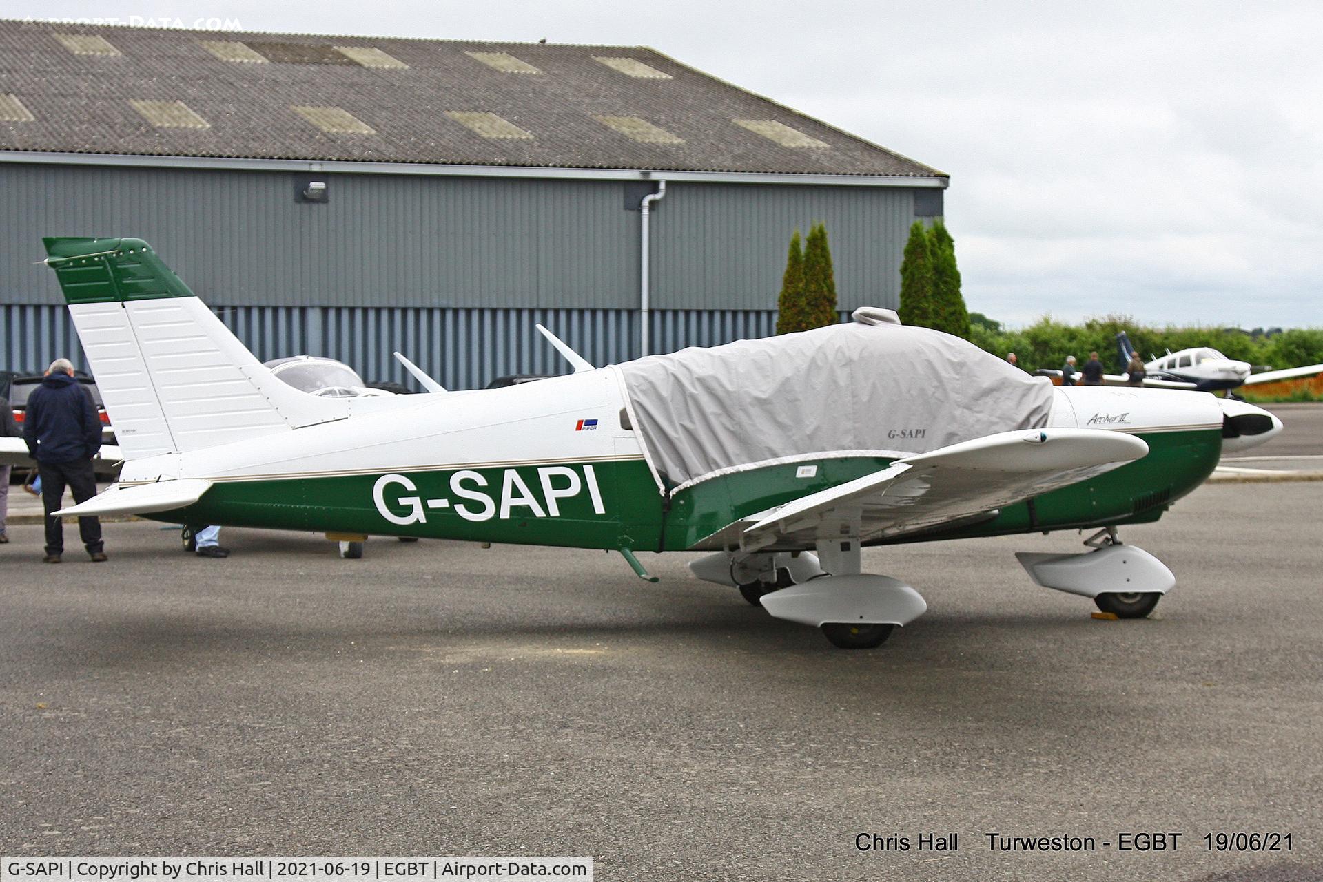 G-SAPI, 1976 Piper PA-28-181 Cherokee Archer III C/N 28-7690191, Turweston, Air Britain fly in