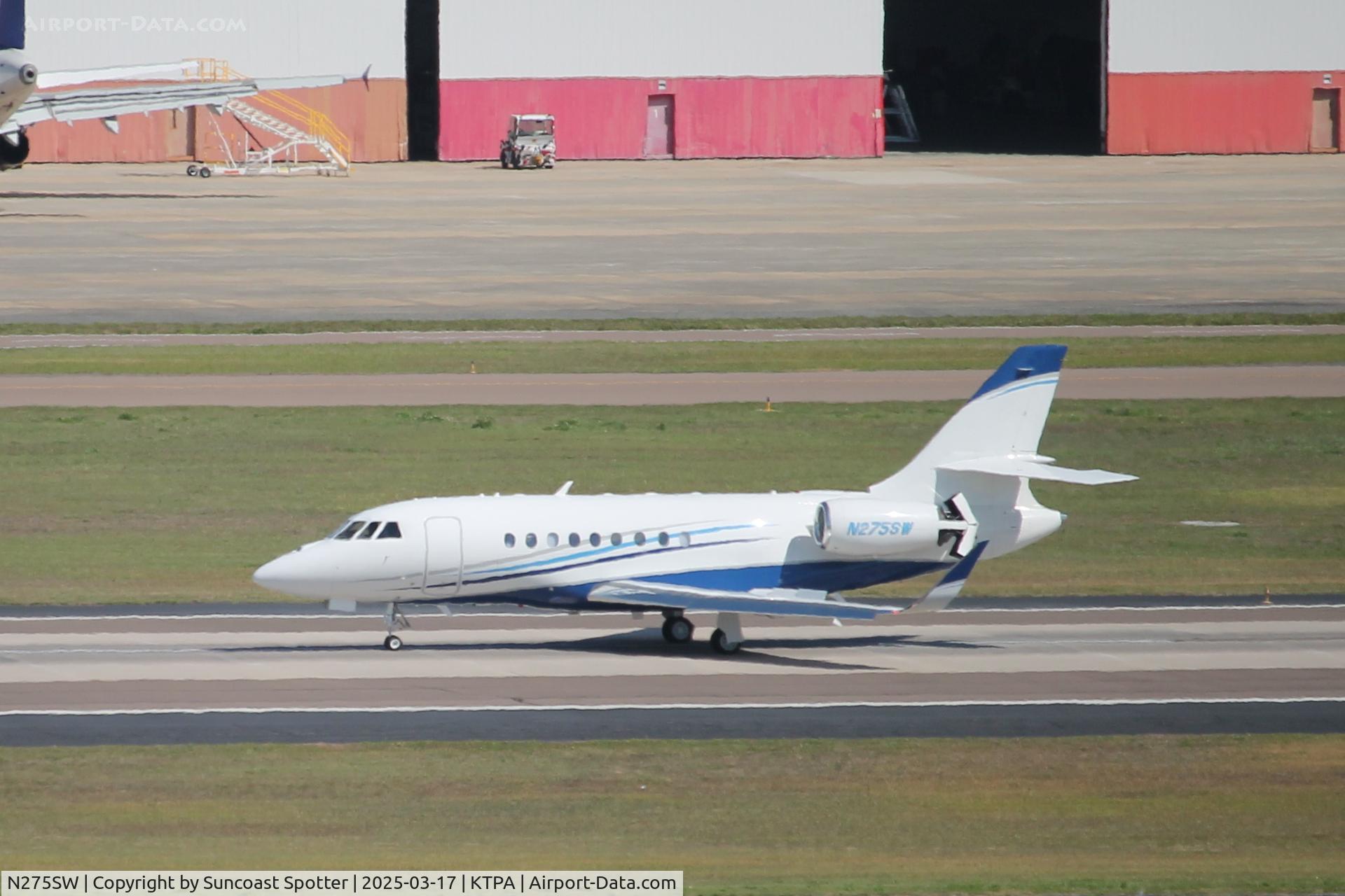 N275SW, 2021 Dassault Aviation Falcon 200EX C/N 377, Falcon 275SW arrives at Tampa International Airport following flight from Cleveland-Hopkins International Airport