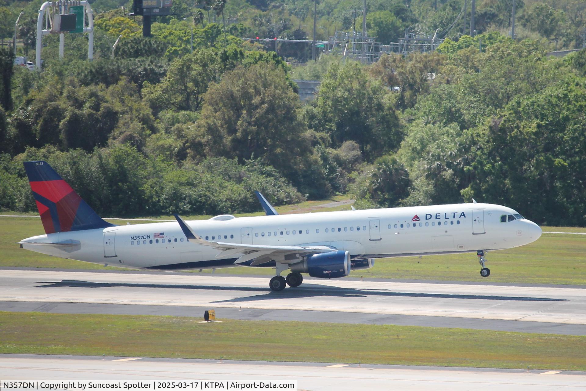 N357DN, 2018 Airbus A321-211 C/N 8339, Delta Flight 1620 departs Tampa International Airport enroute to Minneapolis-St Paul International Airport