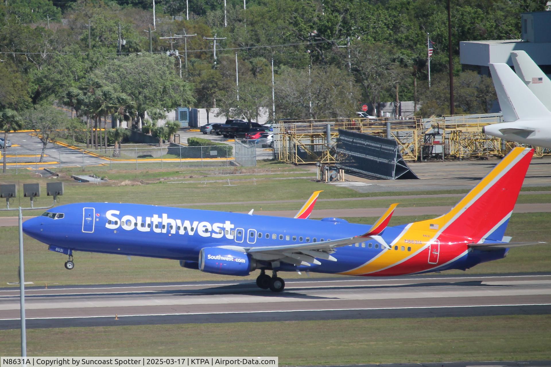 N8631A, 2014 Boeing 737-8H4 C/N 42385, Southwest Flight 3546 departs Tampa International Airport enroute to Chicago-O’hare International Airport