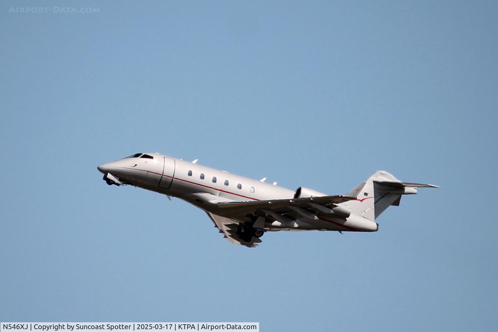 N546XJ, 2009 Bombardier Challenger 300 (BD-100-1A10) C/N 20280, Vista Flight 546 departs Tampa International Airport enroute to Palm Beach International Airport