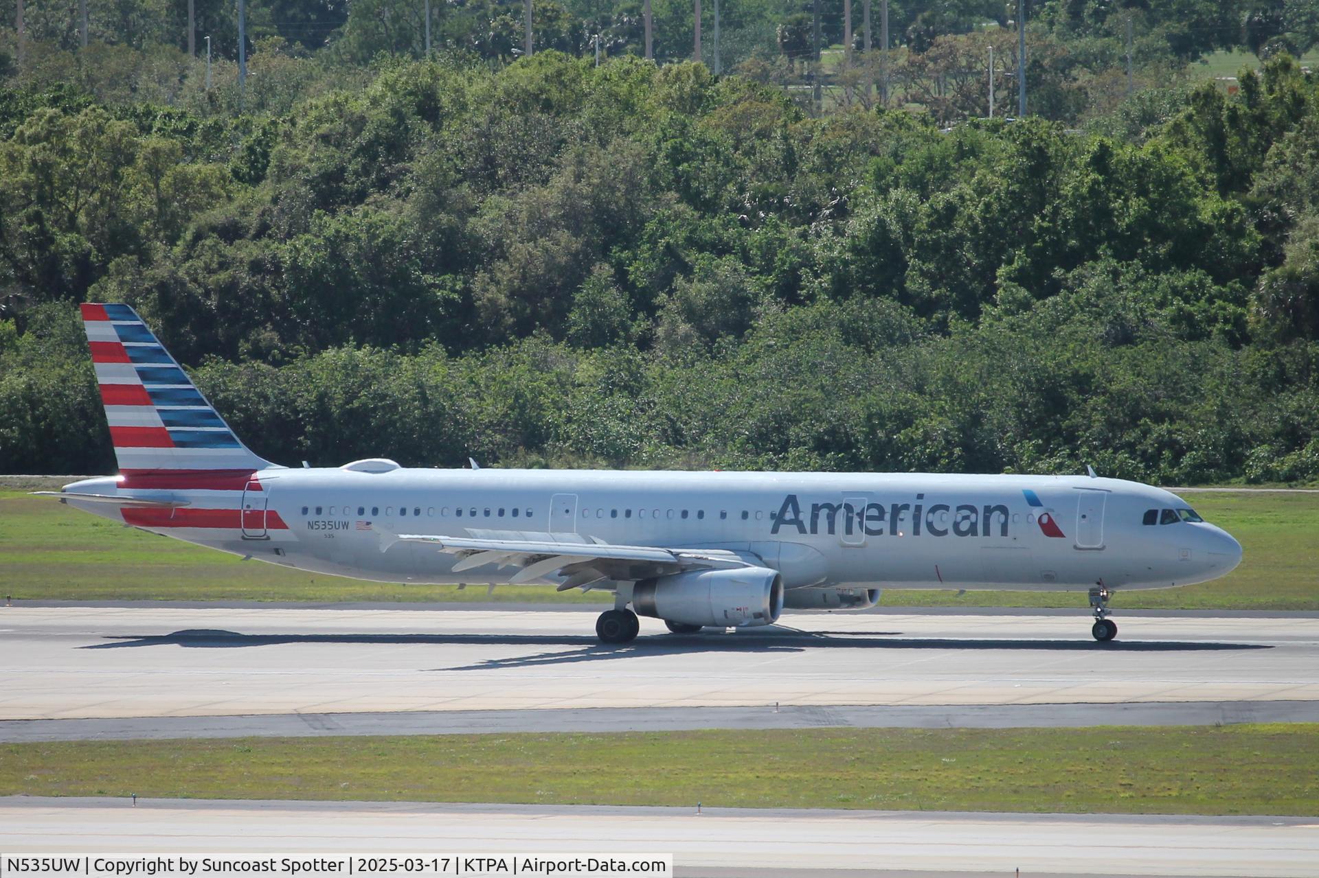 N535UW, 2009 Airbus A321-231 C/N 3993, American Flight 1070 arrives at Tampa International Airport following flight from Dallas-Fort Worth International Airport