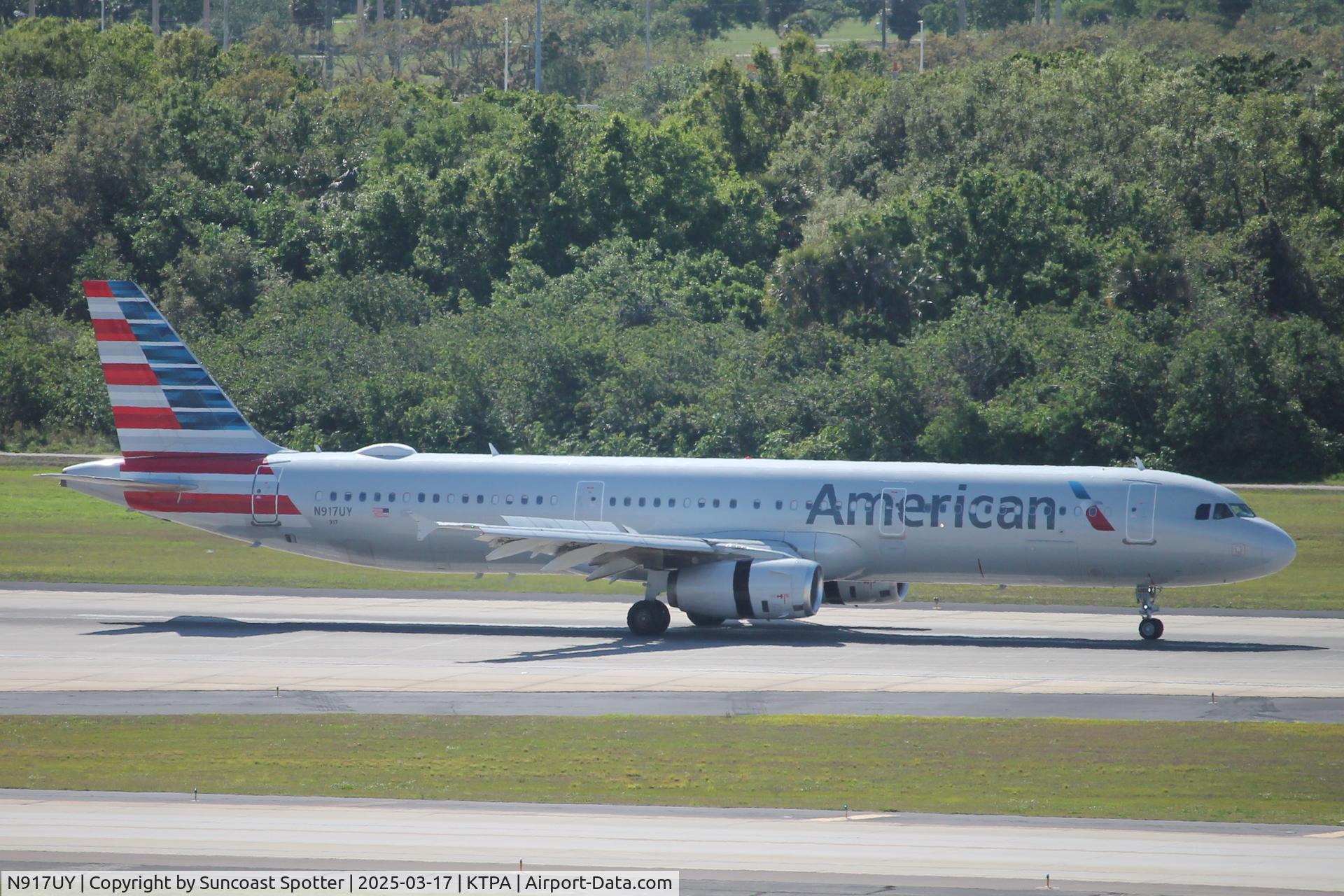N917UY, 2015 Airbus A321-231 C/N 6427, American Flight 1402 arrives at Tampa International Airport following flight from Phoenix-Sky Harbor International Airport