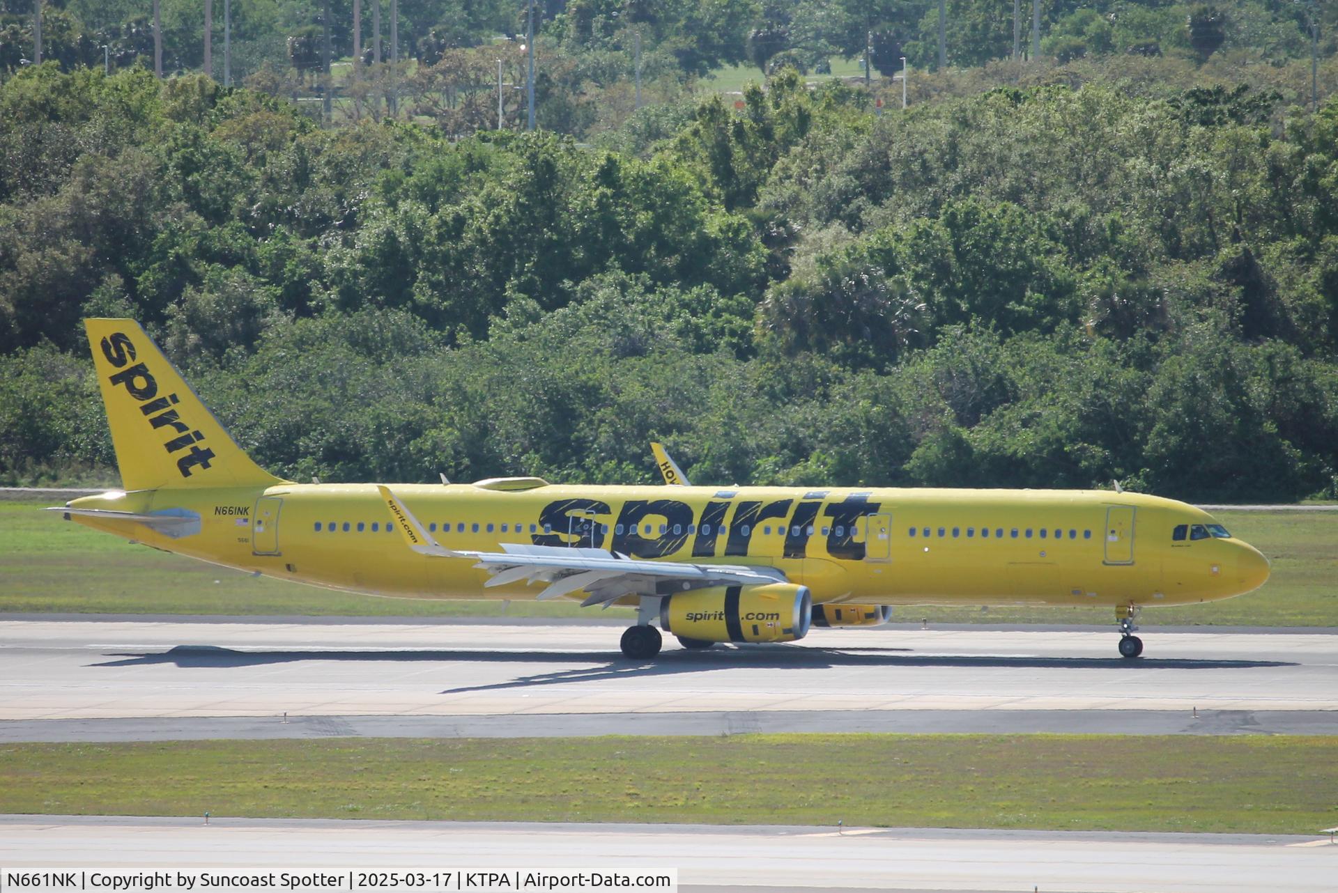 N661NK, 2015 Airbus A321-231 C/N 6867, Spirit Flight 559 arrives at Tampa International Airport following flight from Charlotte-Douglas International Airport