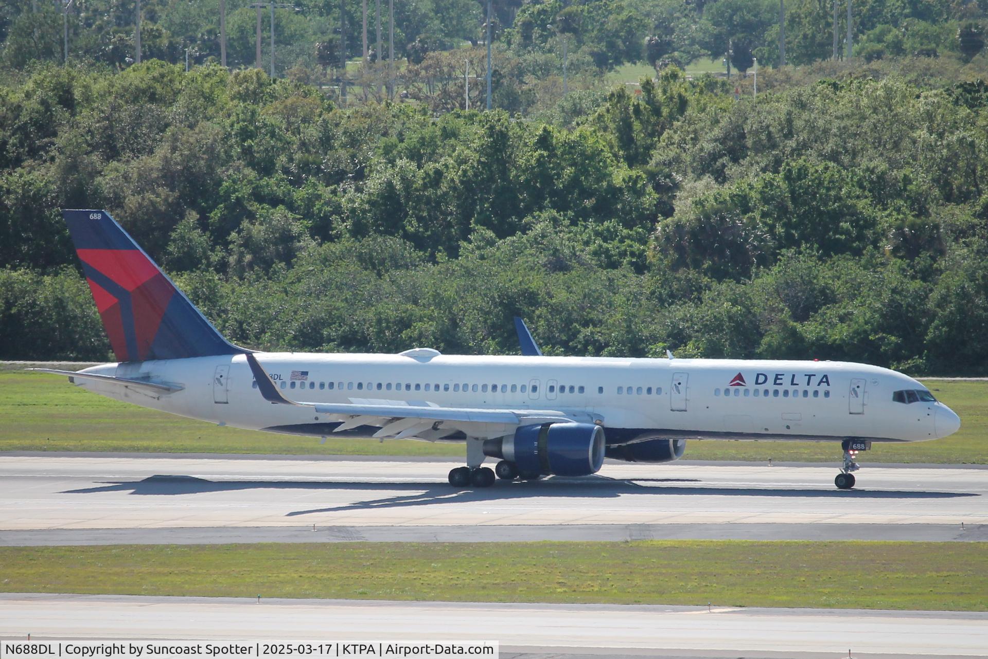 N688DL, 1998 Boeing 757-232 C/N 27587, Delta Flight 1167 arrives at Tampa International Airport following flight from Hartsfield-Jackson Atlanta International Airport