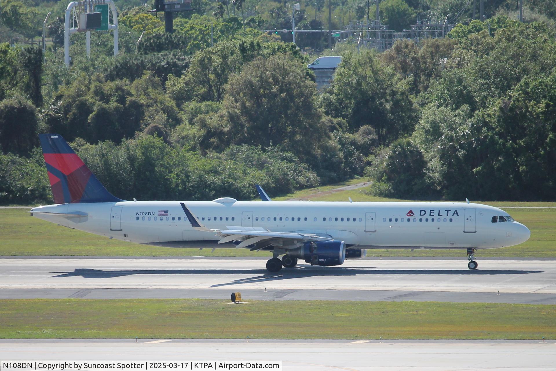 N108DN, 2021 Airbus A321-211 C/N 10003, Delta Flight 2264 arrives at Tampa International Airport following flight from Minneapolis-St Paul International Airport