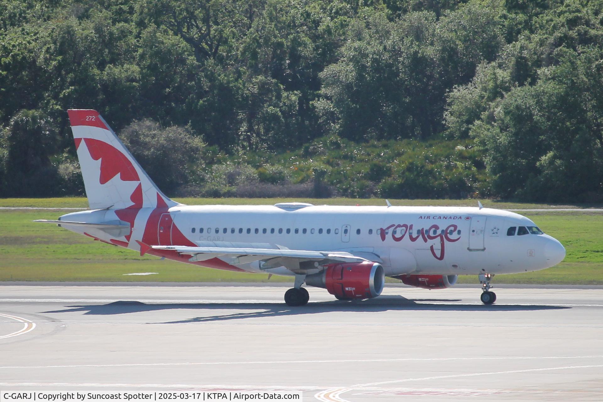 C-GARJ, 1997 Airbus A319-114 C/N 752, Rouge Flight 1616 arrives at Tampa International Airport following flight from Montreal-Trudeau International Airport