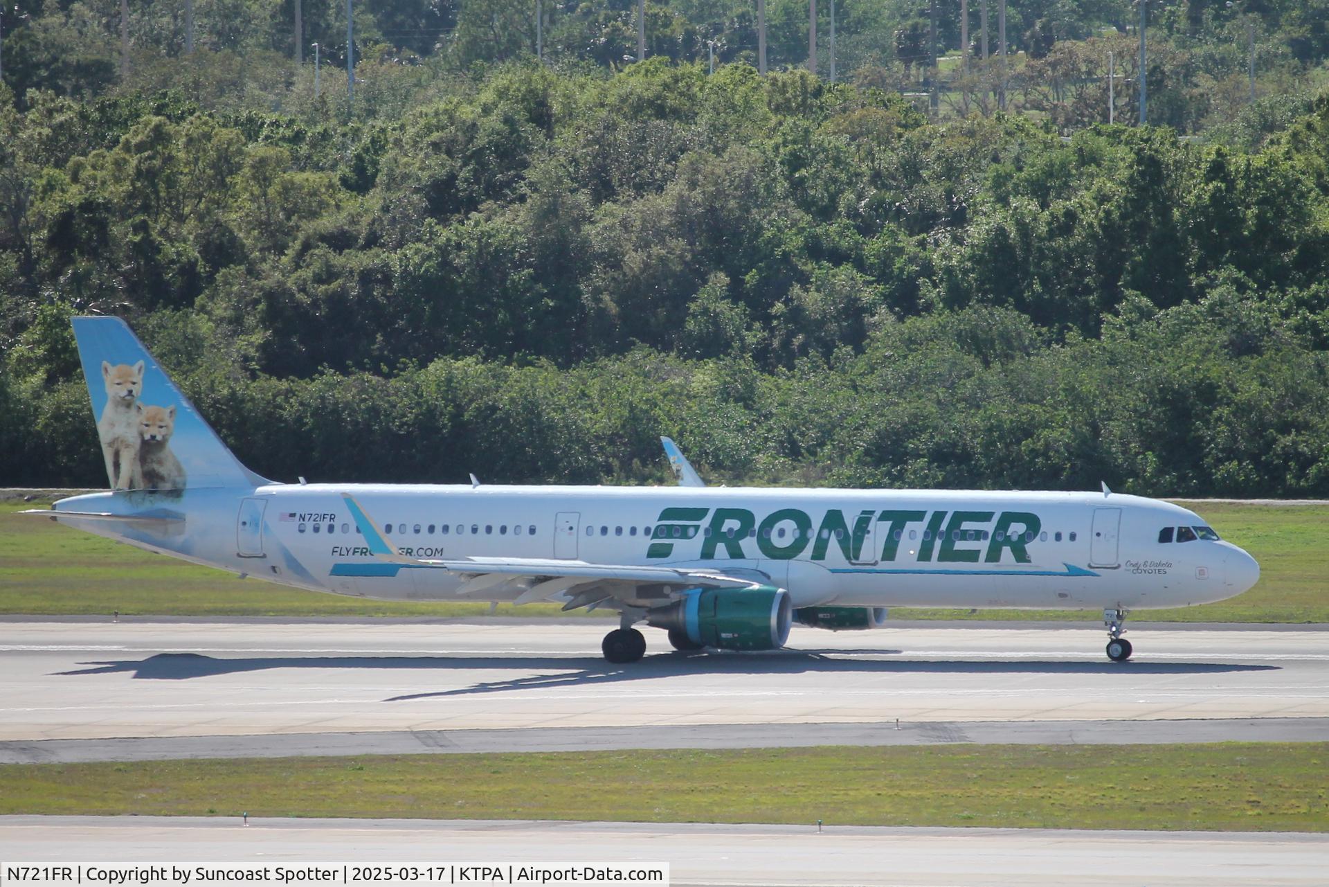 N721FR, 2017 Airbus A321-211 C/N 7884, Frontier Flight 2339 arrives at Tampa International Airport following flight from Philadelphia International Airport 