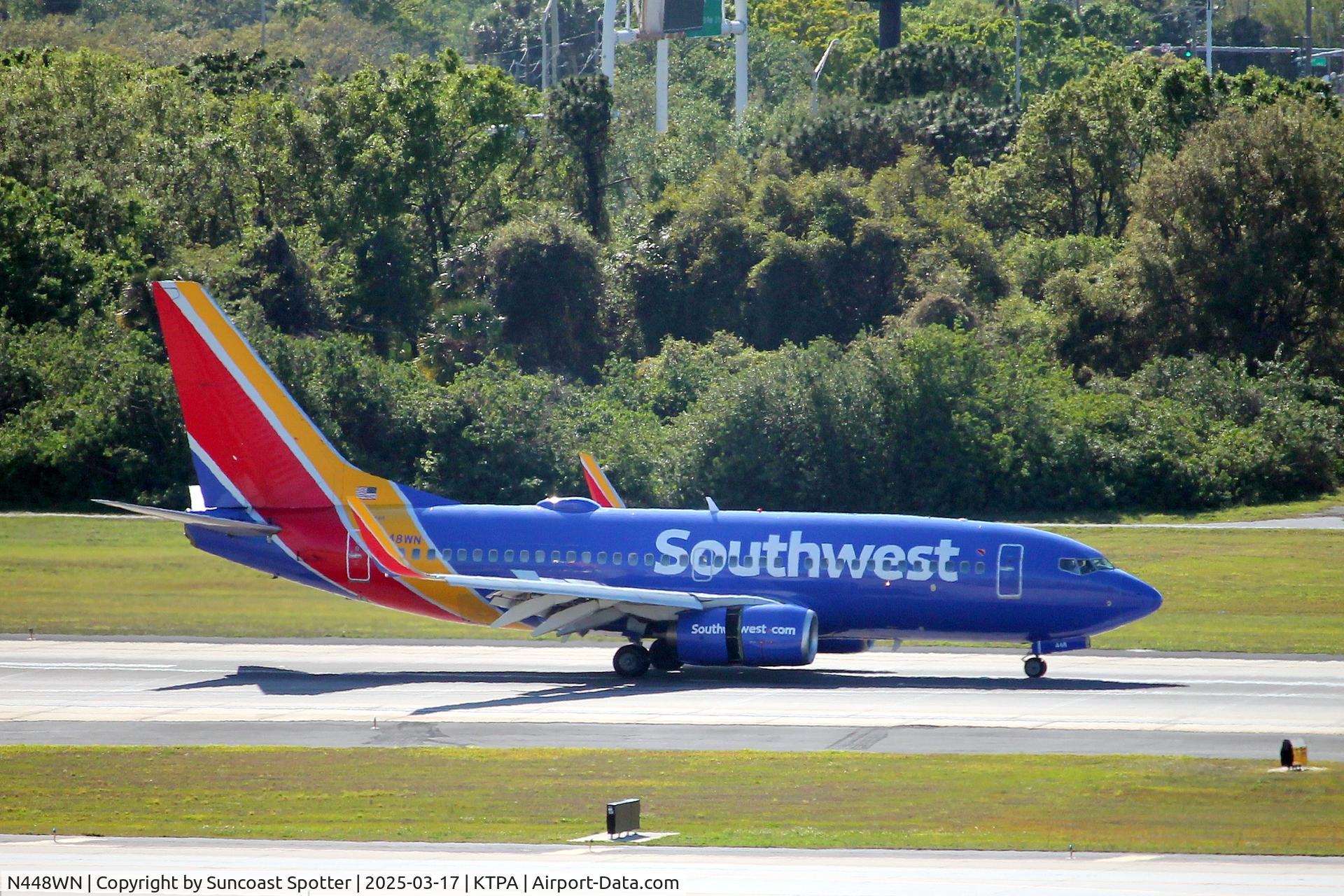 N448WN, 2003 Boeing 737-7H4 C/N 33721, Southwest Flight 1545 arrives at Tampa International Airport following flight from TF Green Airport