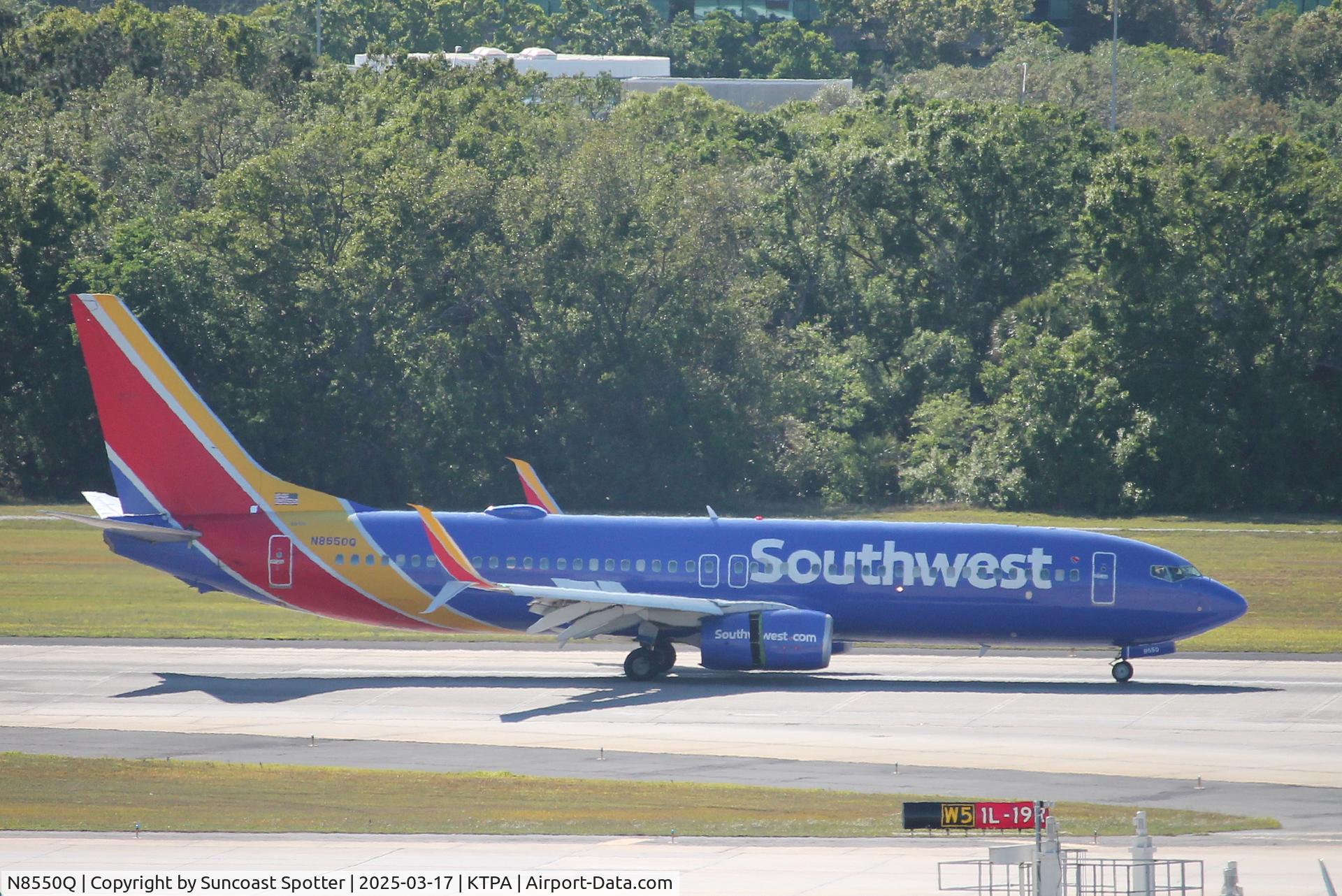 N8550Q, 2017 Boeing 737-8H4 C/N 63579, Southwest Flight 1584 arrives at Tampa International Airport following flight from Austin-Bergstrom International Airport