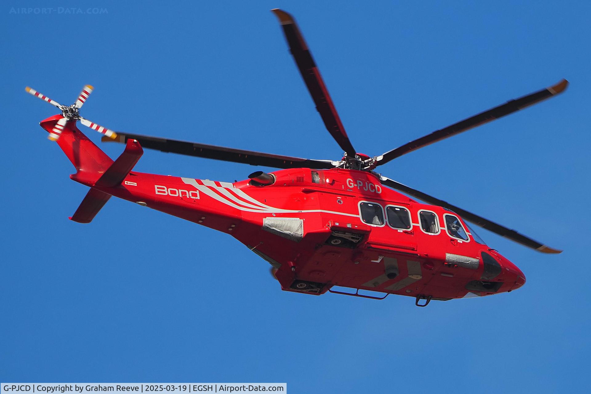 G-PJCD, 2012 AgustaWestland AW-139 C/N 31385, Departing from Norwich.