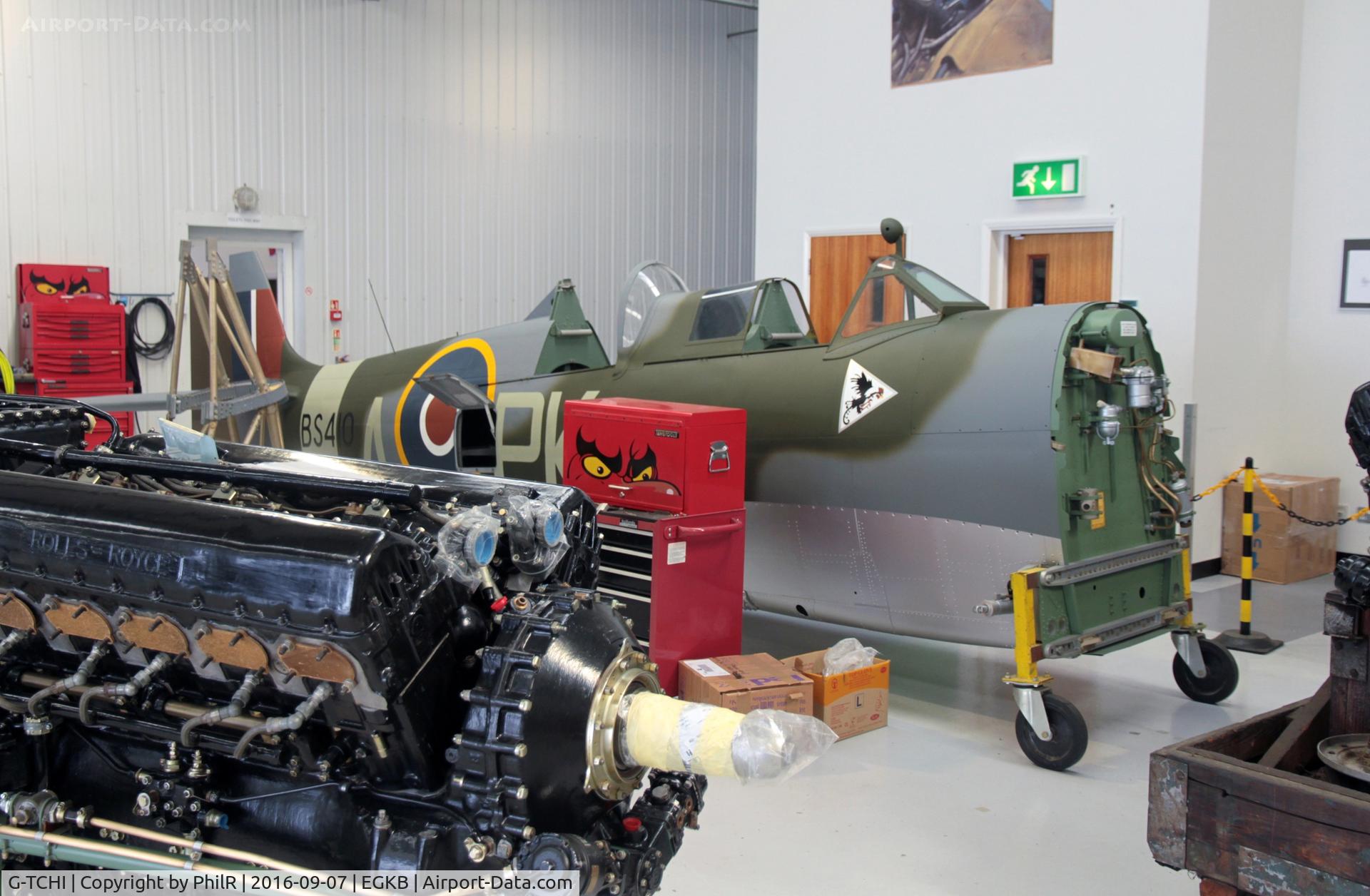 G-TCHI, 1942 Supermarine Spitfire T.IX C/N 6S/200618, BS410 (G-TCHI) 1942 VS Spitfire TlX RAF Heritage Hangar Biggin Hill 
