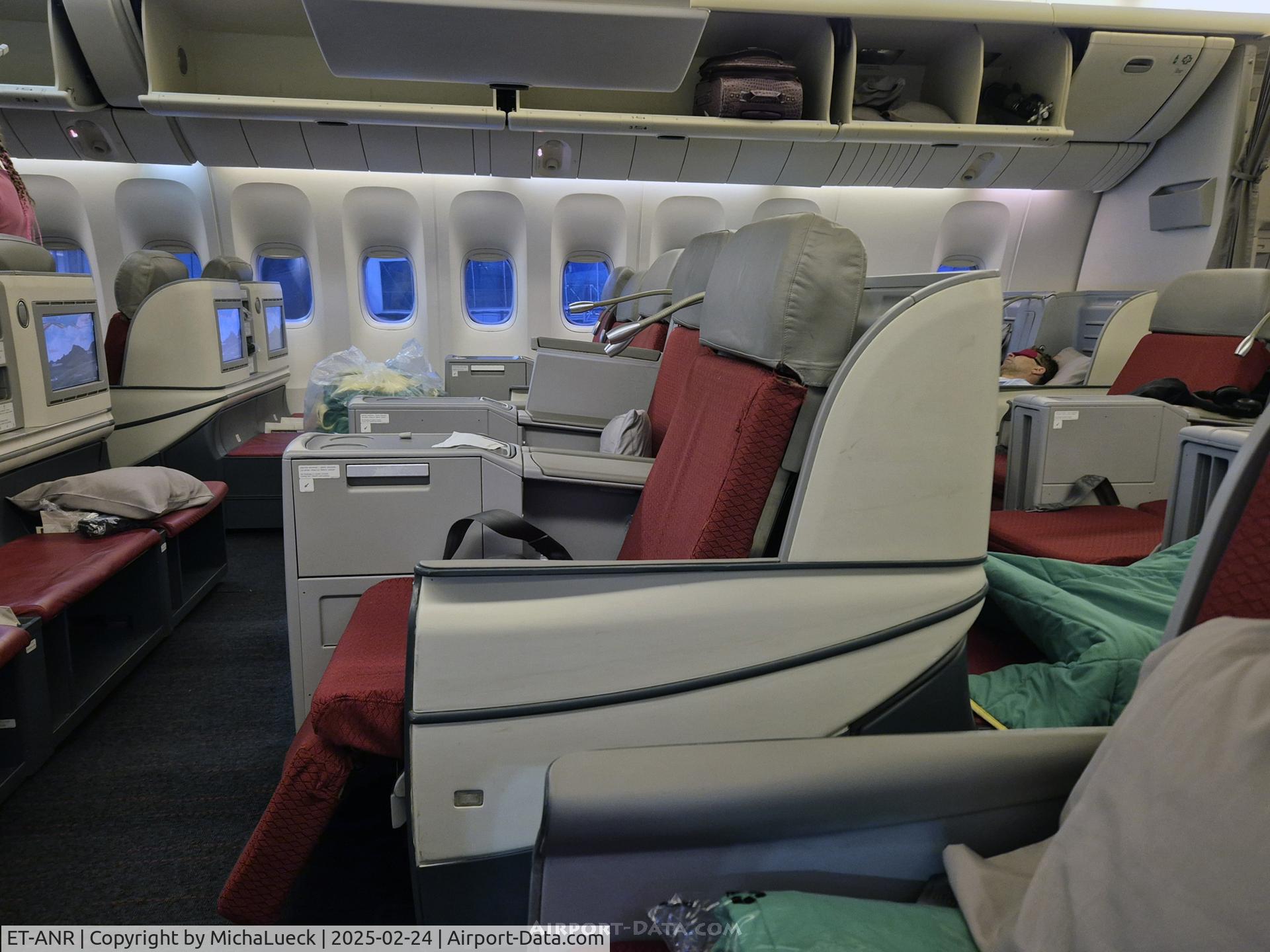 ET-ANR, 2011 Boeing 777-260/LR C/N 40774, The old, but generous biz-class. On the short 5th Freedom flight ARN-OSL (55 mins)