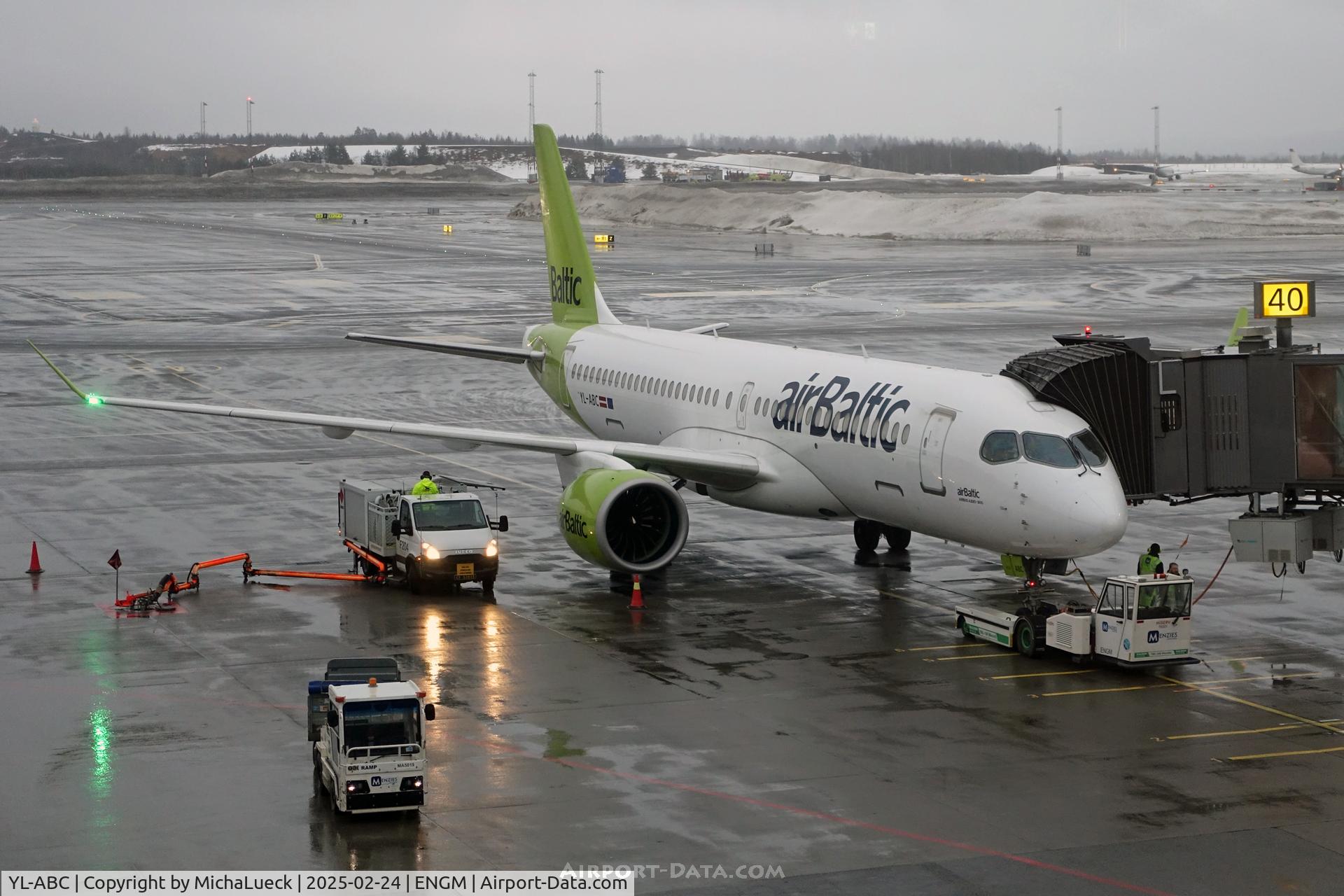 YL-ABC, 2021 Airbus A220-300 C/N 55127, A grey winter morning at OSL