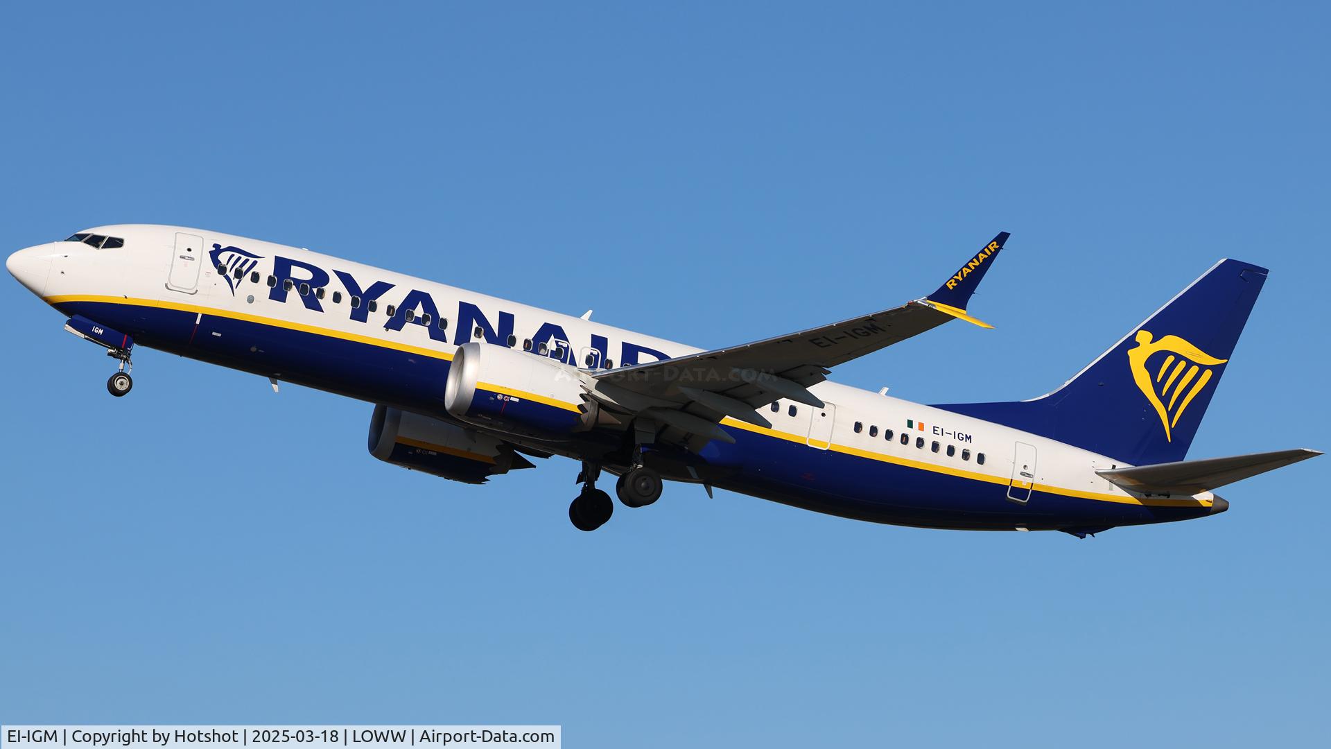 EI-IGM, 2023 Boeing 737-8-200 MAX C/N 67073, Climbing away from runway 29