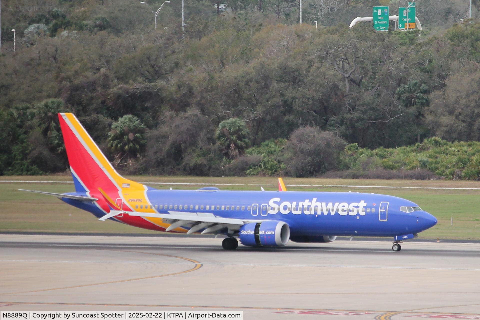 N8889Q, 2023 Boeing 737 Max 8 C/N 42682, Southwest Flight 1143 arrives at Tampa International Airport following flight from Reagan National Airport