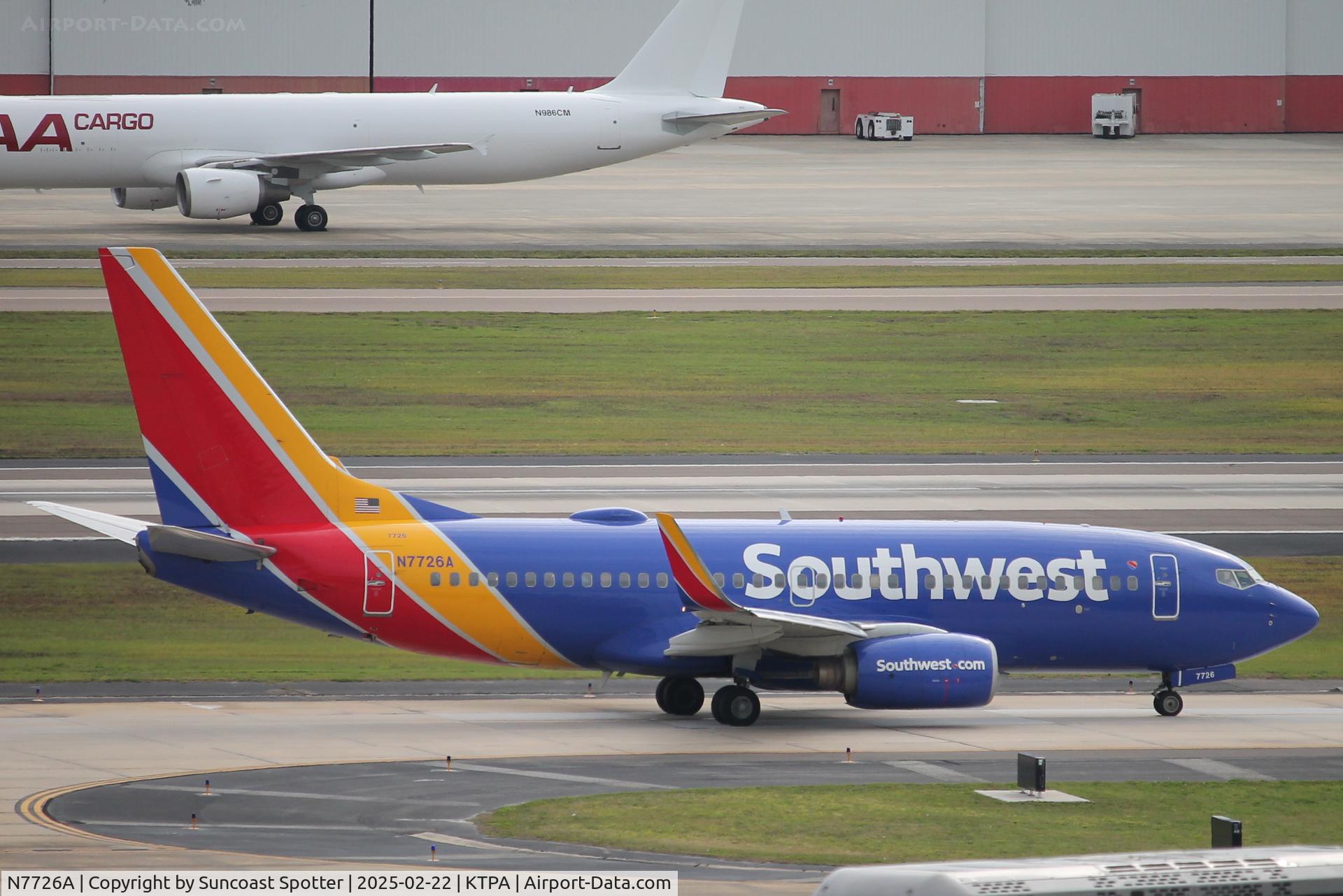 N7726A, 2006 Boeing 737-7BD C/N 33924, Southwest Flight 927 taxis at Tampa International Airport prior to flight to Kansas City International Airport 