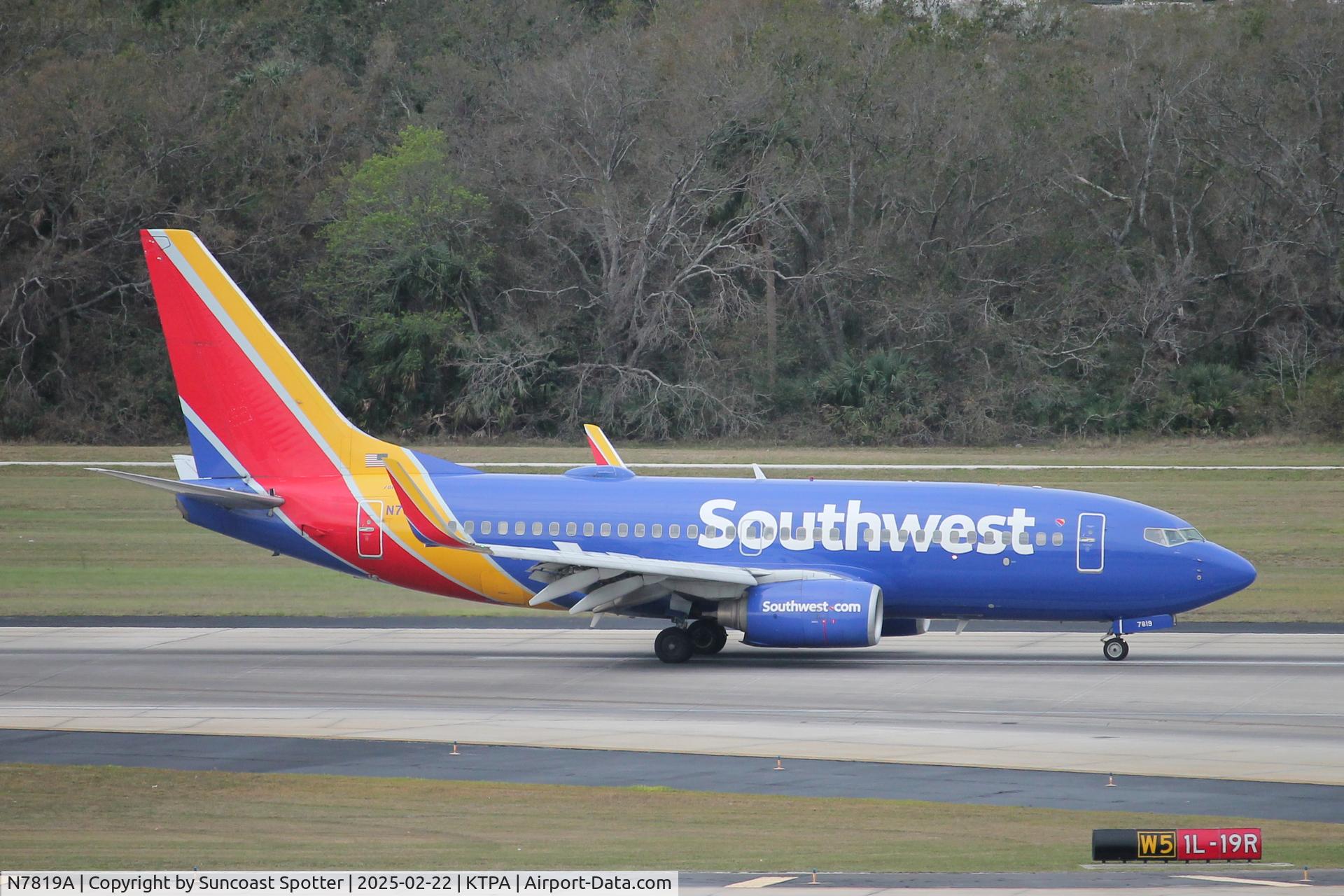 N7819A, 2001 Boeing 737-7Q8 C/N 30649, Southwest Flight 1364 arrives at Tampa International Airport following flight from New Orleans International Airport