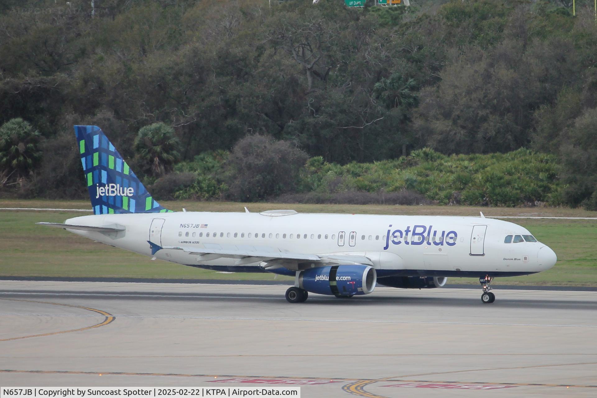 N657JB, 2007 Airbus A320-232 C/N 3119, JetBlue Flight 1791 arrives at Tampa International Airport following flight from Boston-Logan International Airport