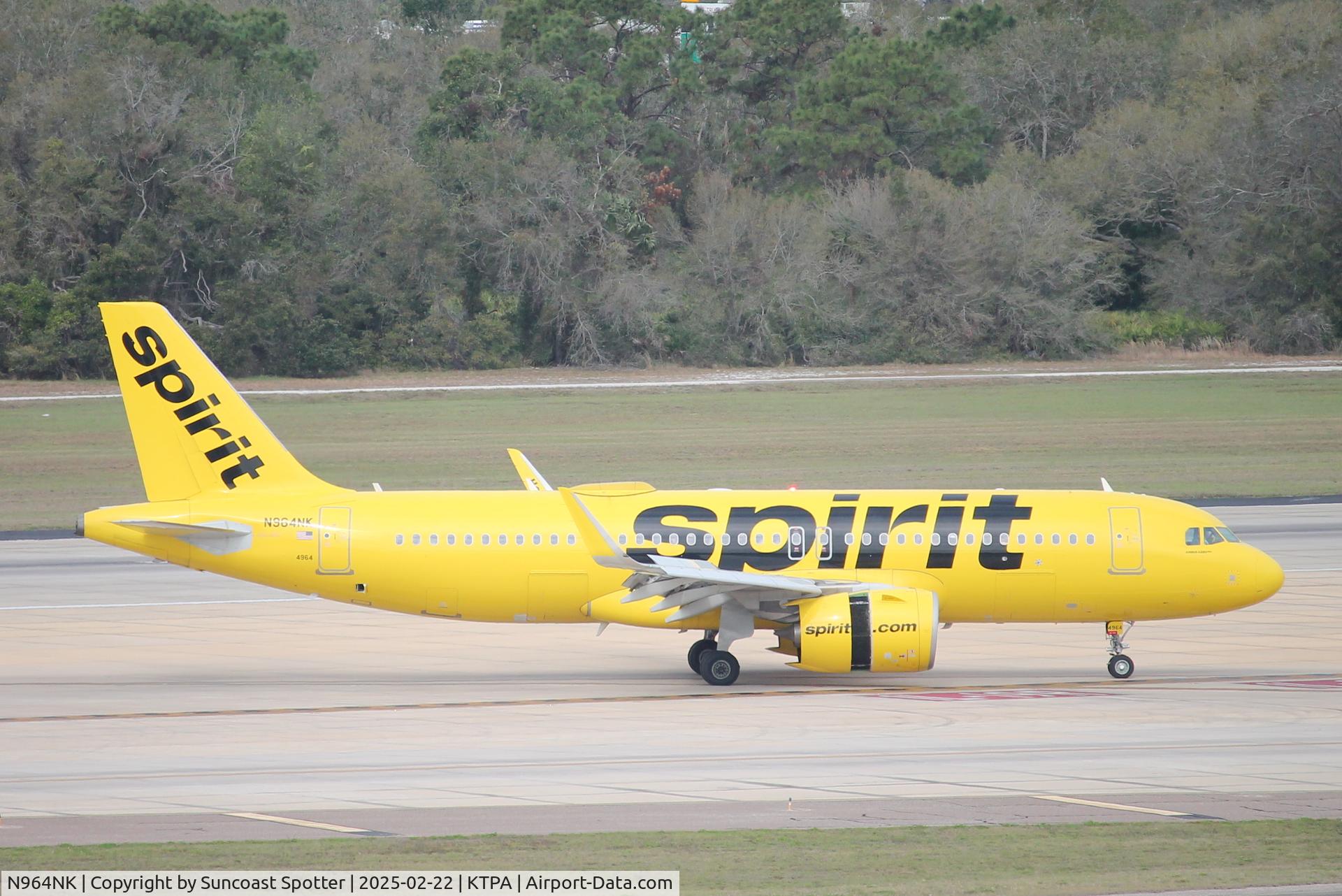 N964NK, 2022 Airbus A320-271N C/N 11079, Spirit Flight 1771 arrives at Tampa International Airport following flight from Detroit Metro Airport