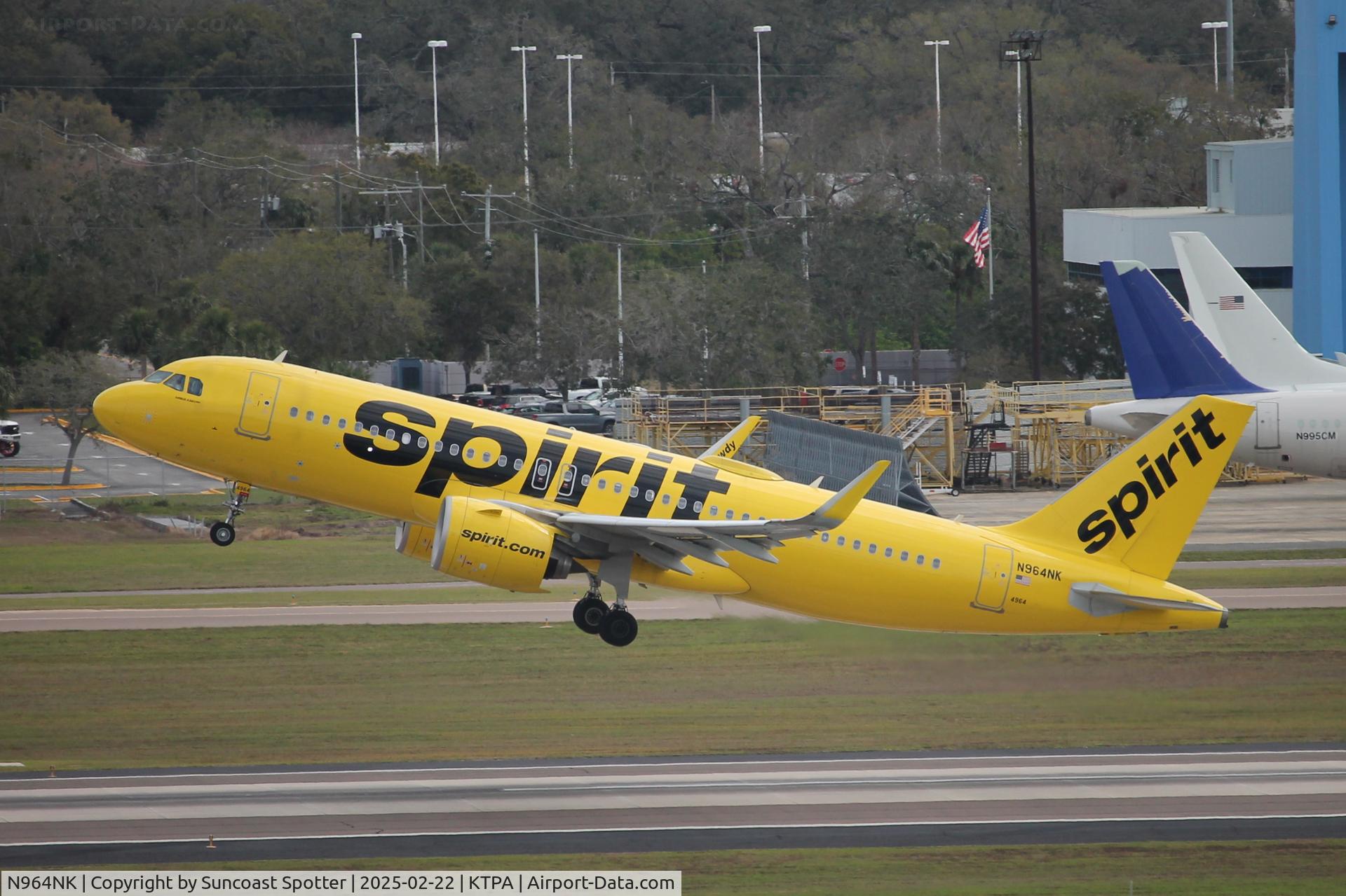 N964NK, 2022 Airbus A320-271N C/N 11079, Spirit Flight 1772 departs Tampa International Airport enroute to Detroit Metro Airport