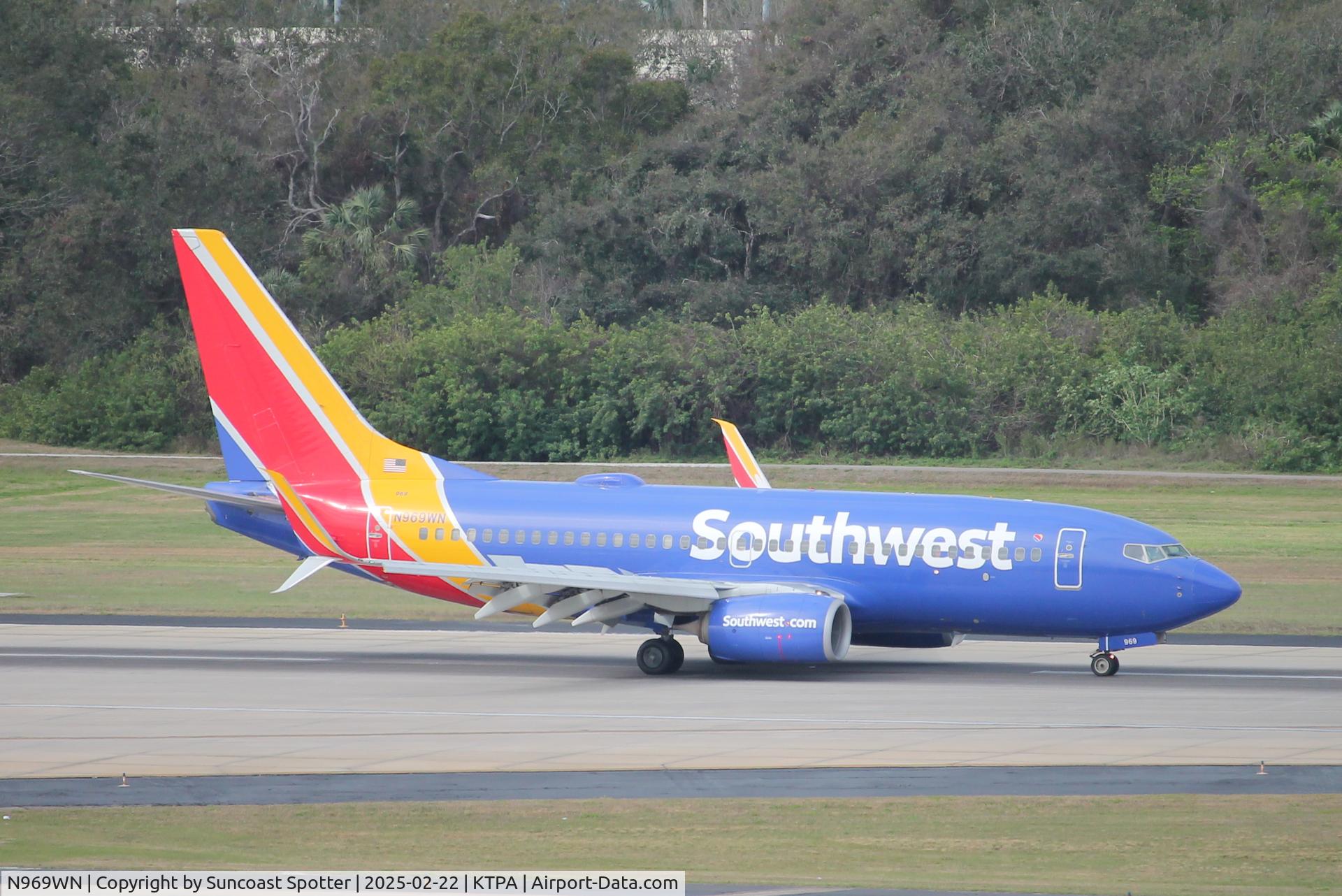 N969WN, 2011 Boeing 737-7H4 C/N 41777, Southwest Flight 570 arrives at Tampa International Airport following flight from Kansas City International Airport