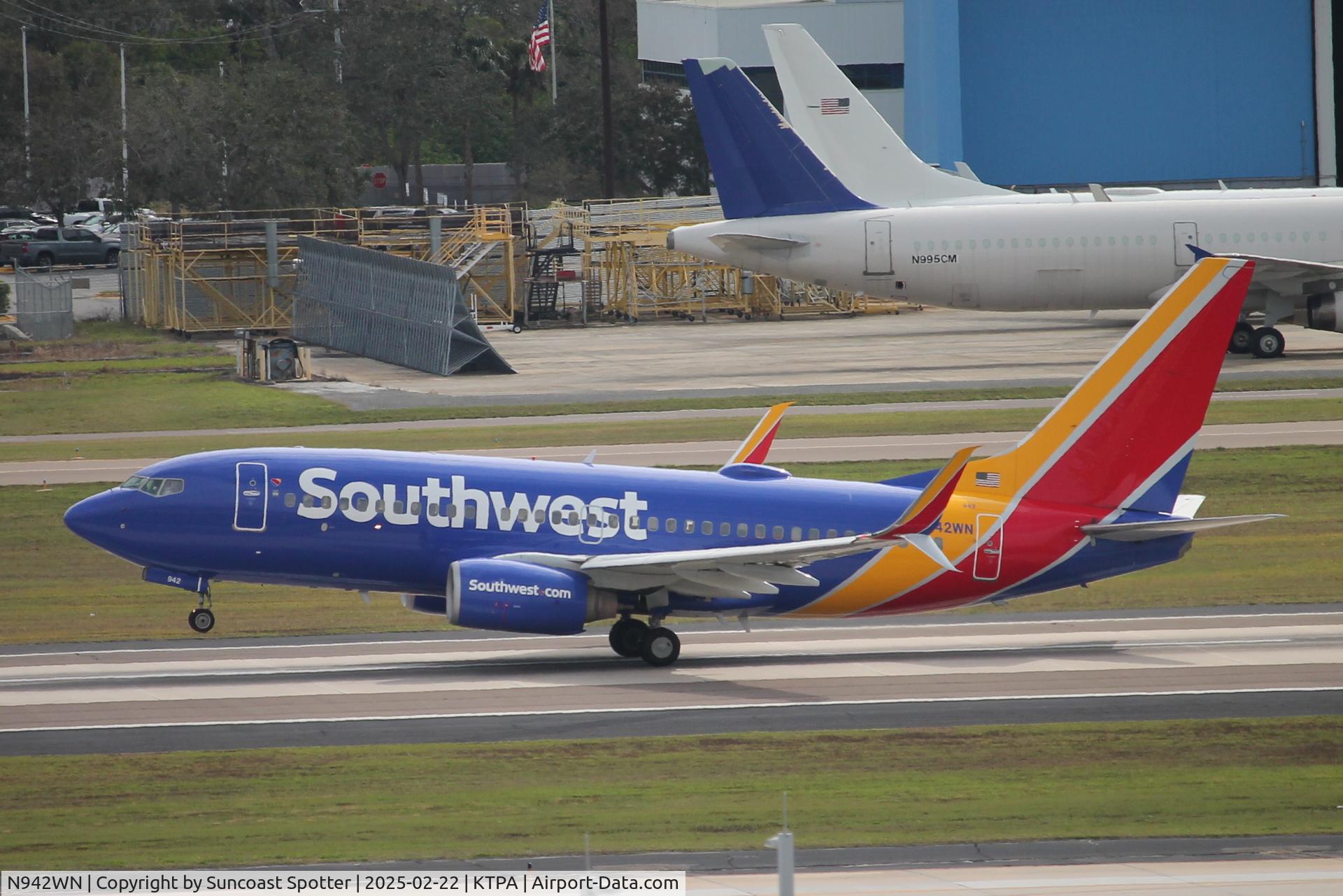 N942WN, 2009 Boeing 737-7H4 C/N 36648, Southwest flight 1789 departs Tampa International Airport enroute to Baltimore-Washington International Airport