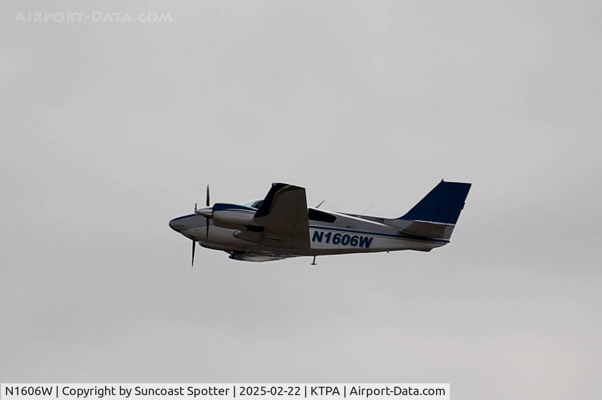 N1606W, 1972 Beech 95-B55 (T42A) Baron C/N TC-1467, Baron 1606W departs Tampa International Airport enroute to Page Field