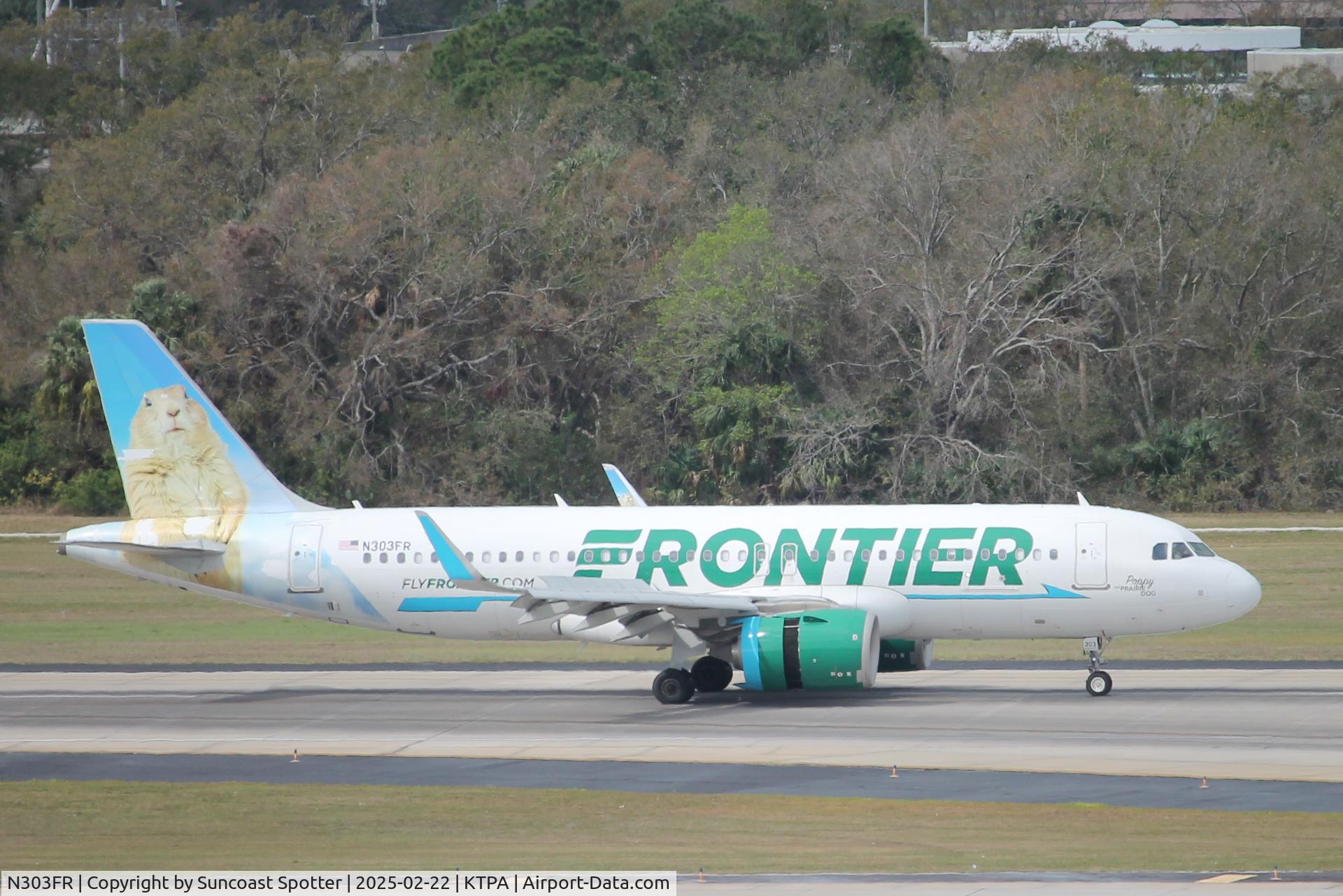 N303FR, 2016 Airbus A320-251N C/N 7249, Frontier Flight 2925 arrives at Tampa International Airport following flight from Tampa International Airport