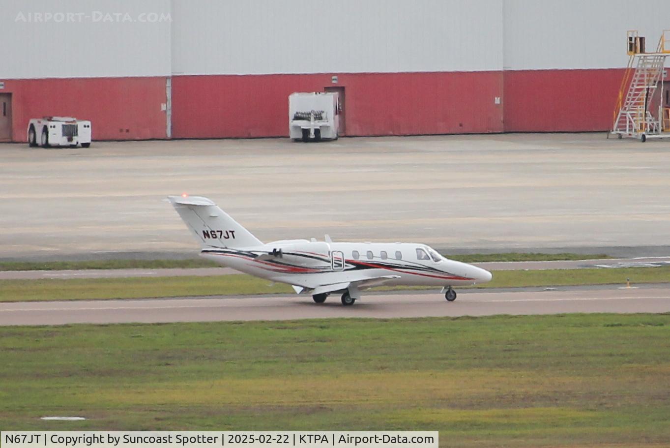 N67JT, 2001 Cessna 525 CitationJet CJ1 C/N 525-0469, Citation 67JT arrives at Tampa International Airport following flight from Congo Town South Andros Airport