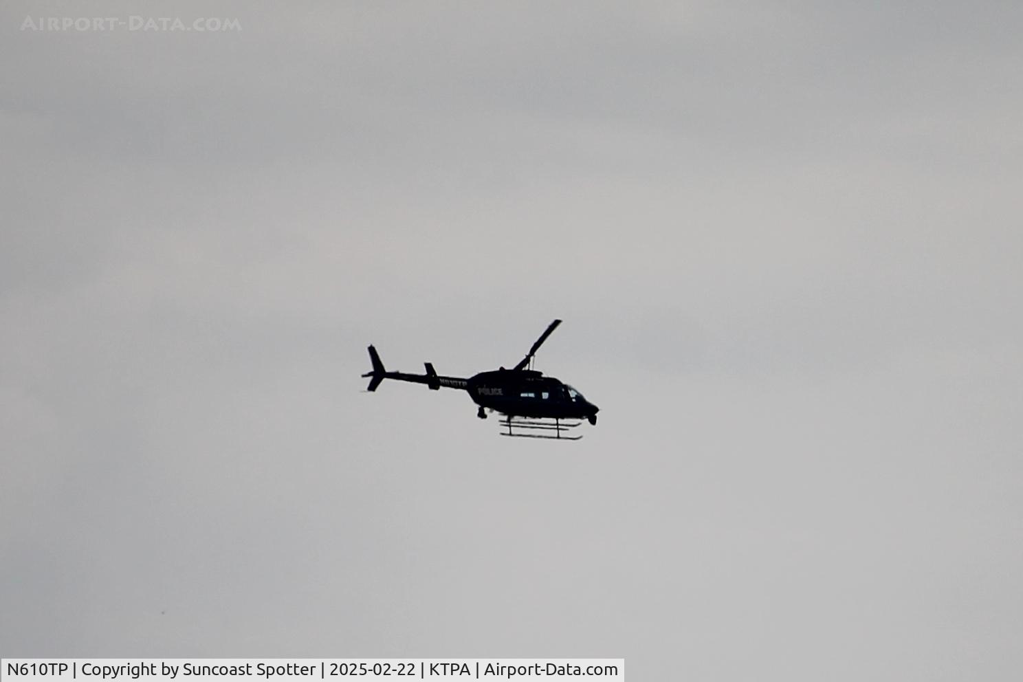 N610TP, Bell 206L-4 LongRanger IV LongRanger C/N 52374, Tampa Police aviation unit departs Tampa International Airport enroute to a special detail over downtown Tampa for the Gasparilla Distance Classic