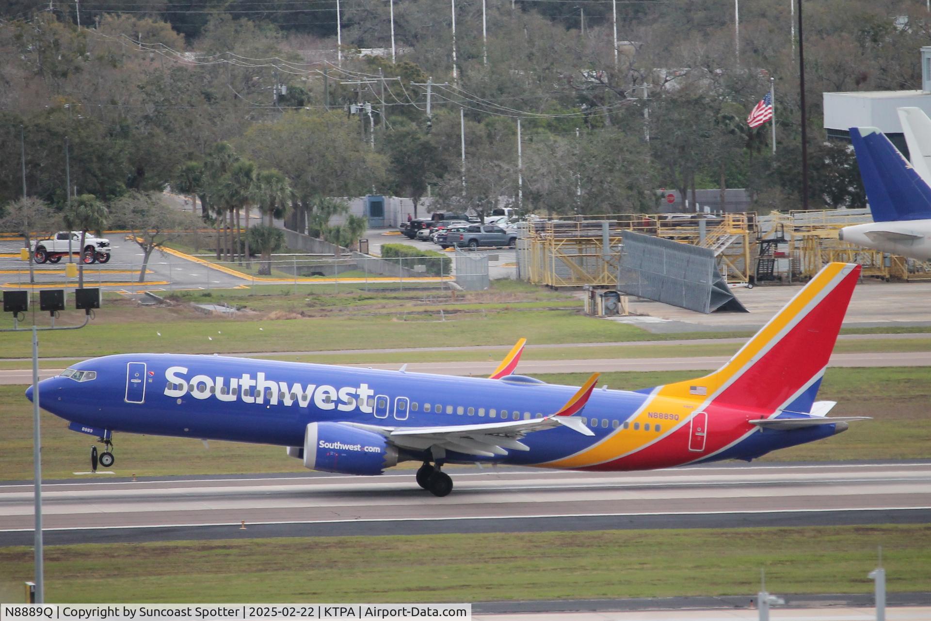 N8889Q, 2023 Boeing 737 Max 8 C/N 42682, Southwest Flight 5297 departs Tampa International Airport enroute to New Orleans International Airport