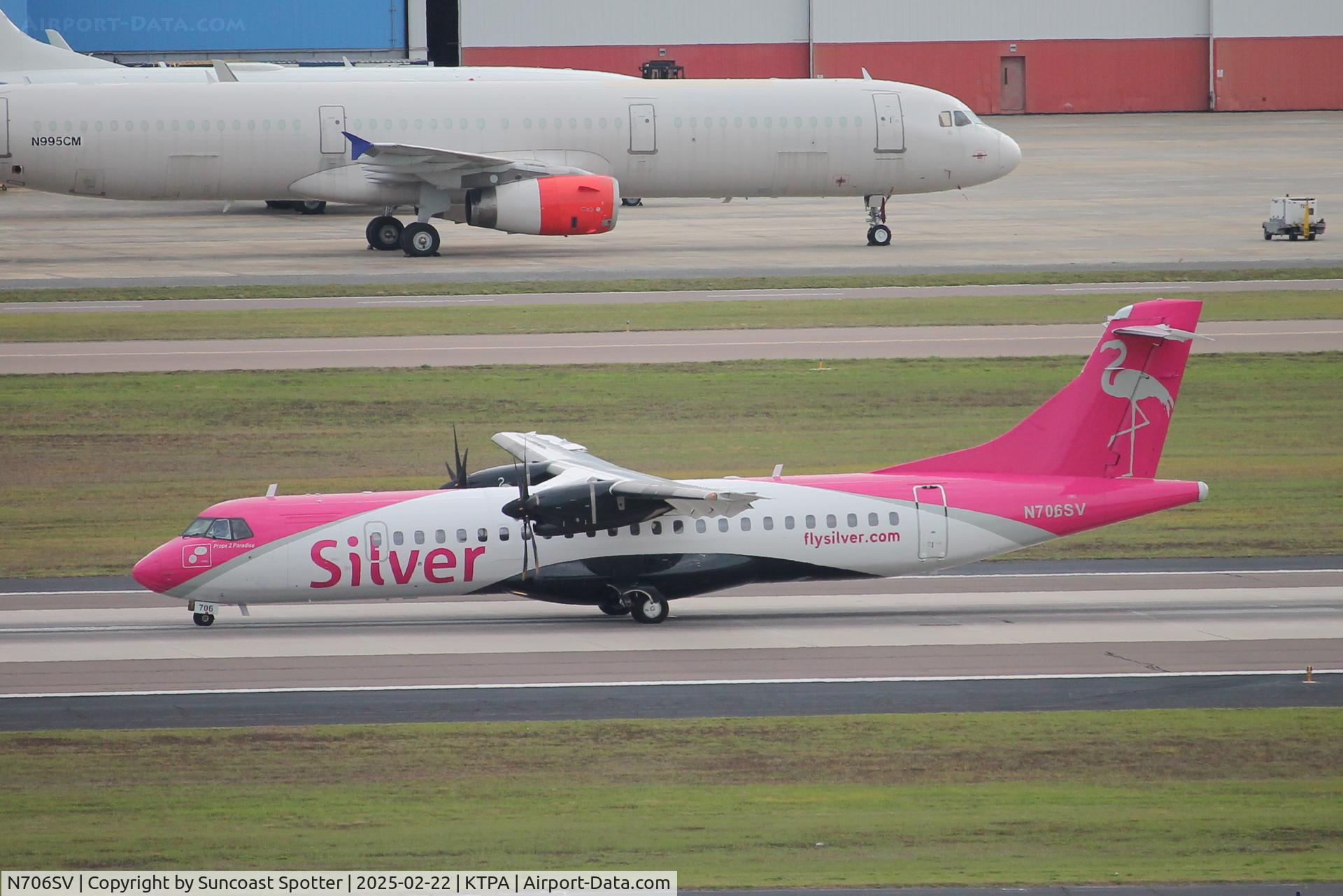 N706SV, 2014 ATR 72-600 (72-212A) C/N 1185, Silver Flight 135 arrives at Tampa International Airport following flight from Key West International Airport