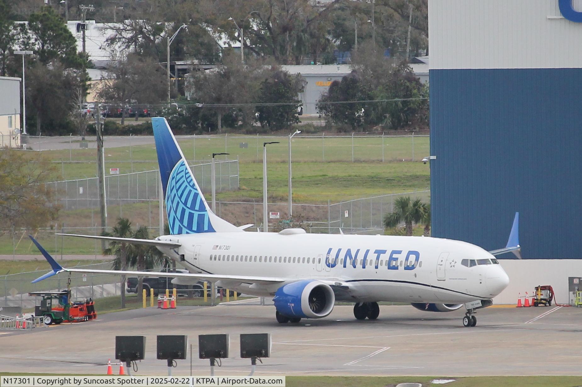 N17301, 2023 Boeing 737-8 MAX C/N 67554, United Boeing Max sits on the United ramp at Tampa International Airport