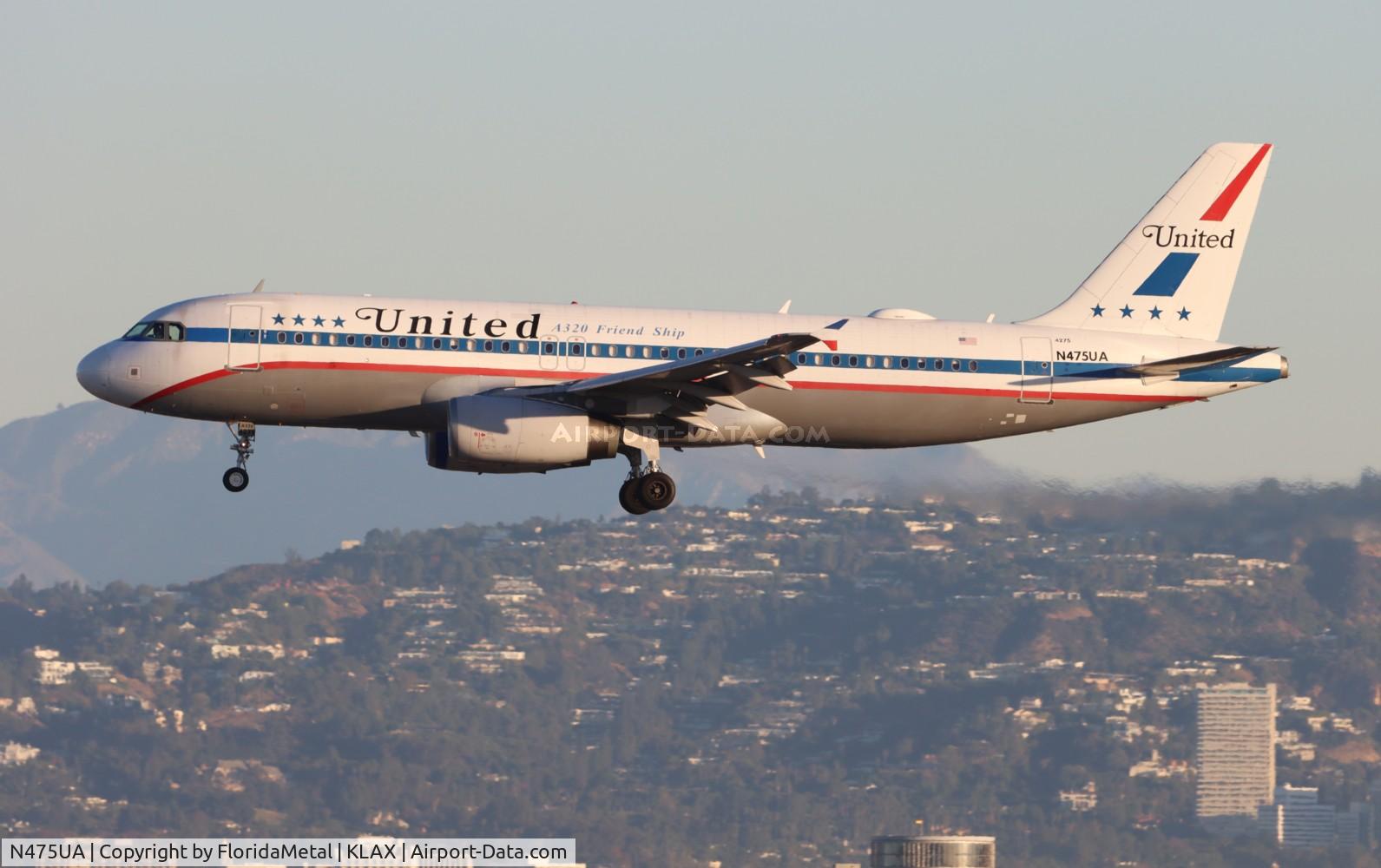 N475UA, 2001 Airbus A320-232 C/N 1495, UAL A320 retro zx aus-lax