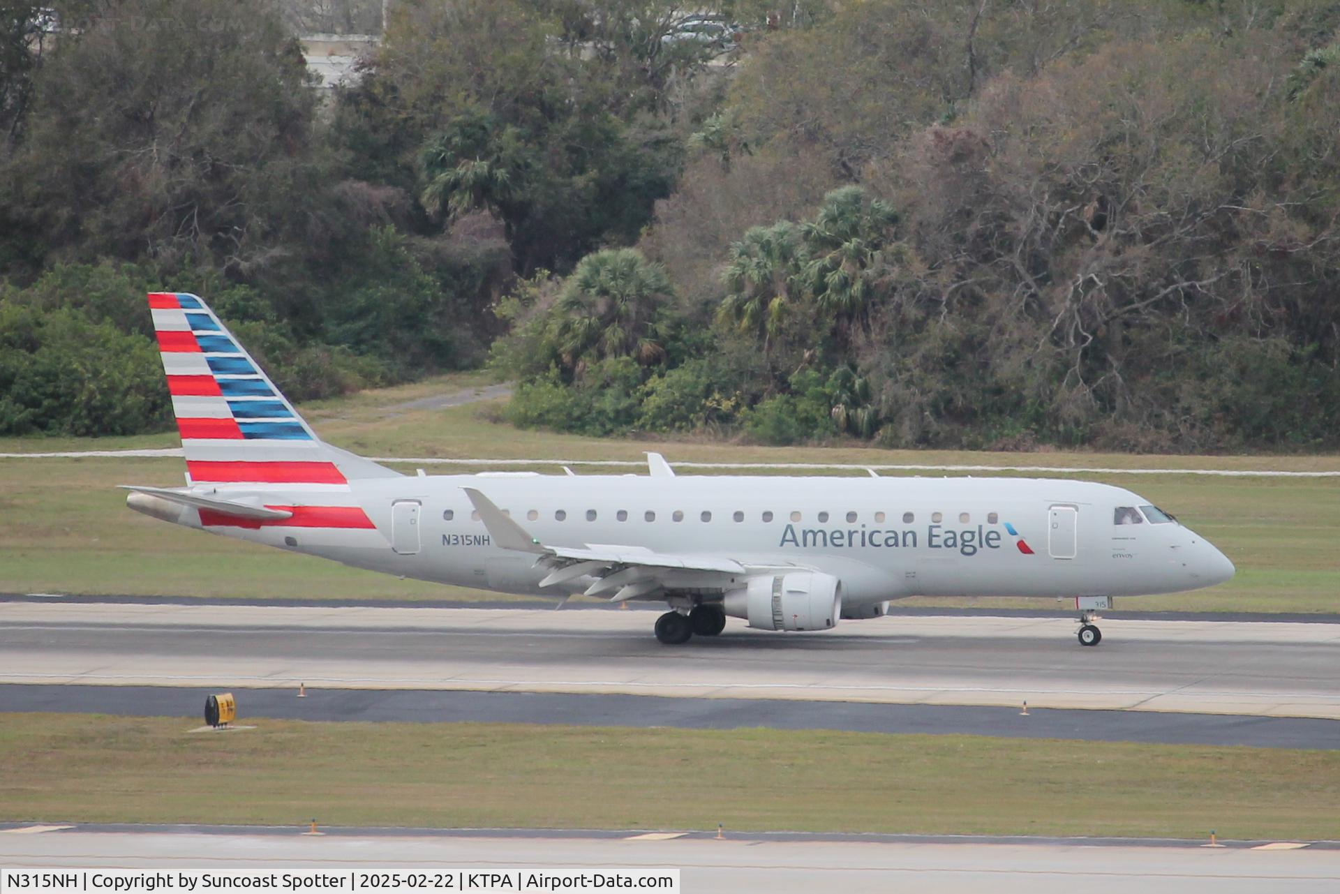 N315NH, 2024 Embraer 175LR C/N 17000966, American Flight 3759 operated by Envoy arrives at Tampa International Airport following flight from Nashville International Airport