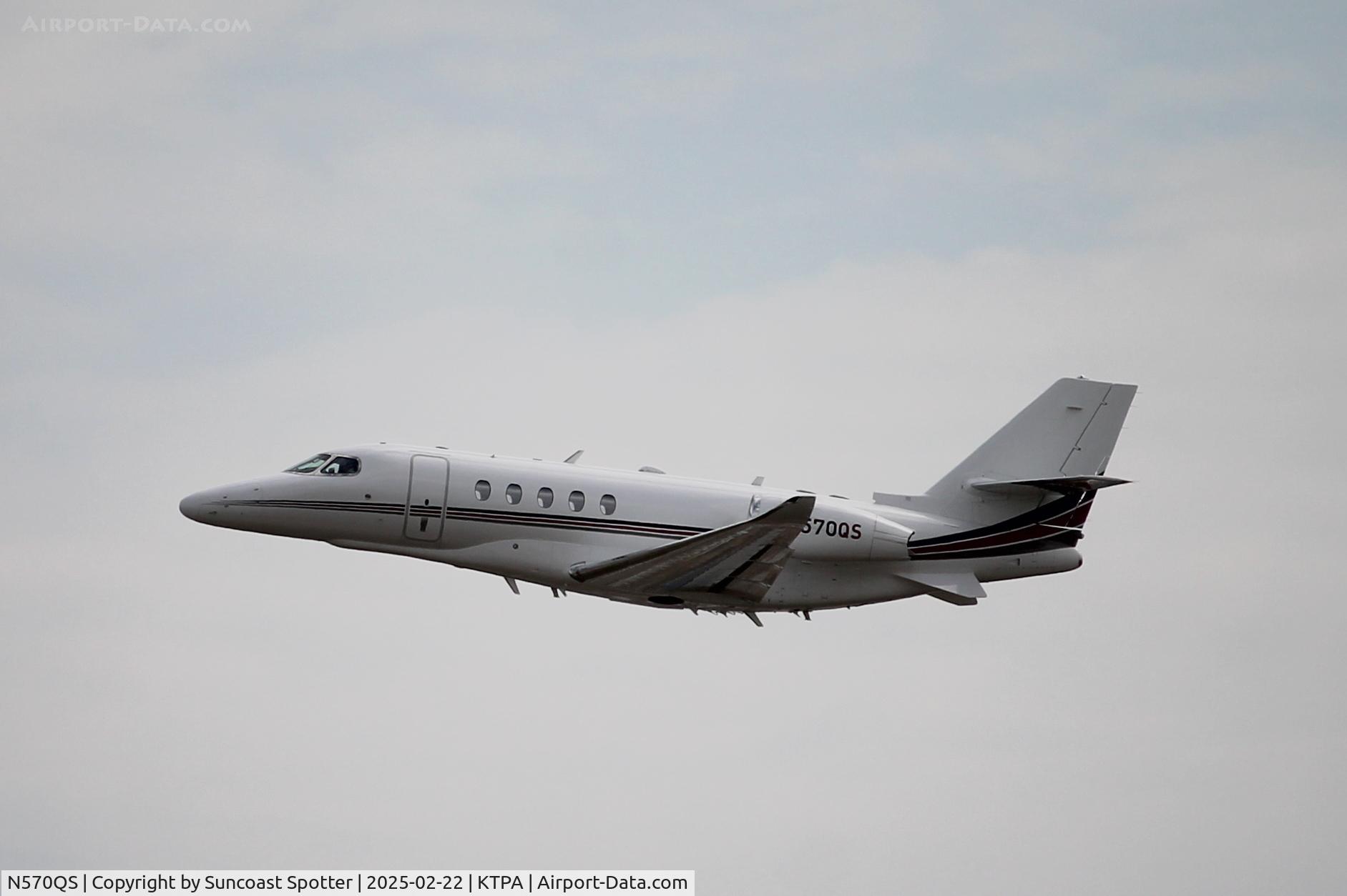 N570QS, 2018 Textron Aviation 680A C/N 680A0125, NetJets Flight 570 departs Tampa International Airport enroute to McKinnon-St Simons Island Airport