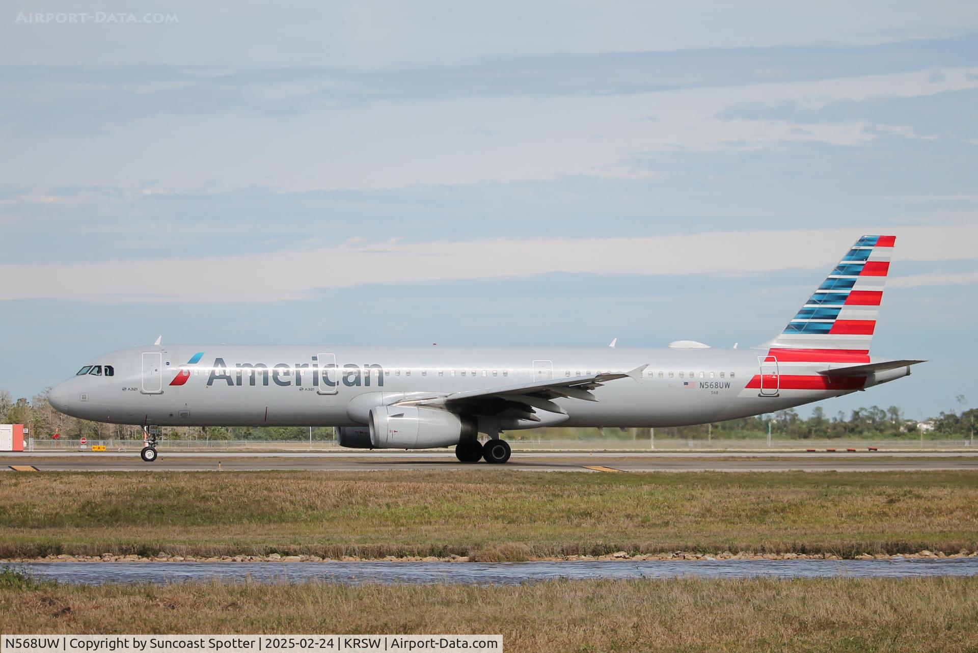 N568UW, 2013 Airbus A321-231 C/N 5751, American Flight 2555 taxis at Southwest Florida International Airport prior to flight to Charlotte-Douglas International Airport