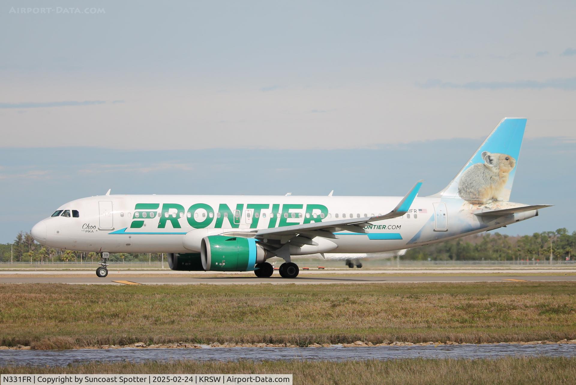 N331FR, 2018 Airbus A320-251NEO C/N 8239, Frontier Flight 1543 taxis at Southwest Florida International Airport prior to flight to Cleveland-Hopkins International Airport