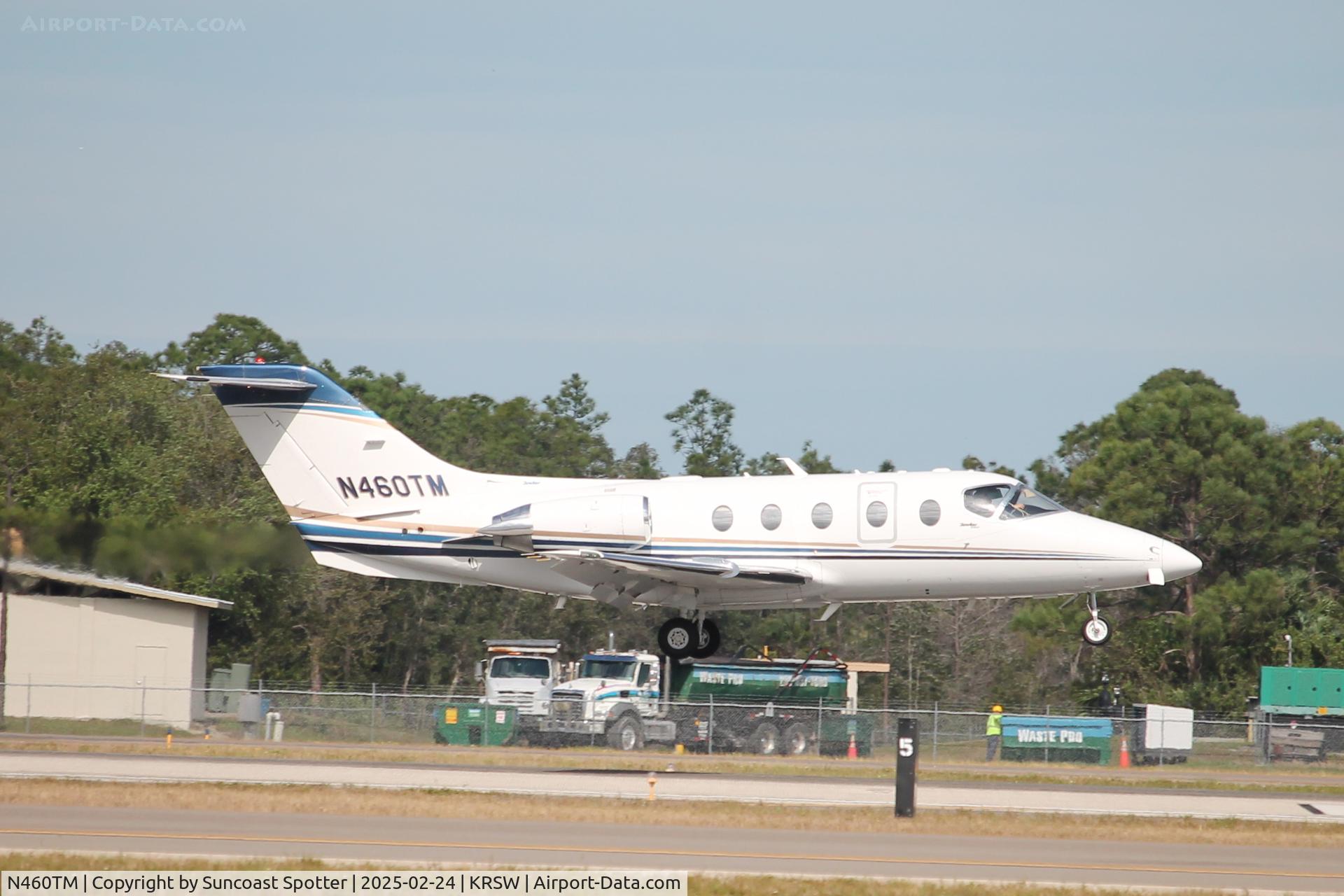 N460TM, 2007 Hawker Beechcraft 400A Beechjet C/N RK-516, Wheels Up Flight 460 arrives on Runway 6 at Southwest Florida International Airport following flight from Destin