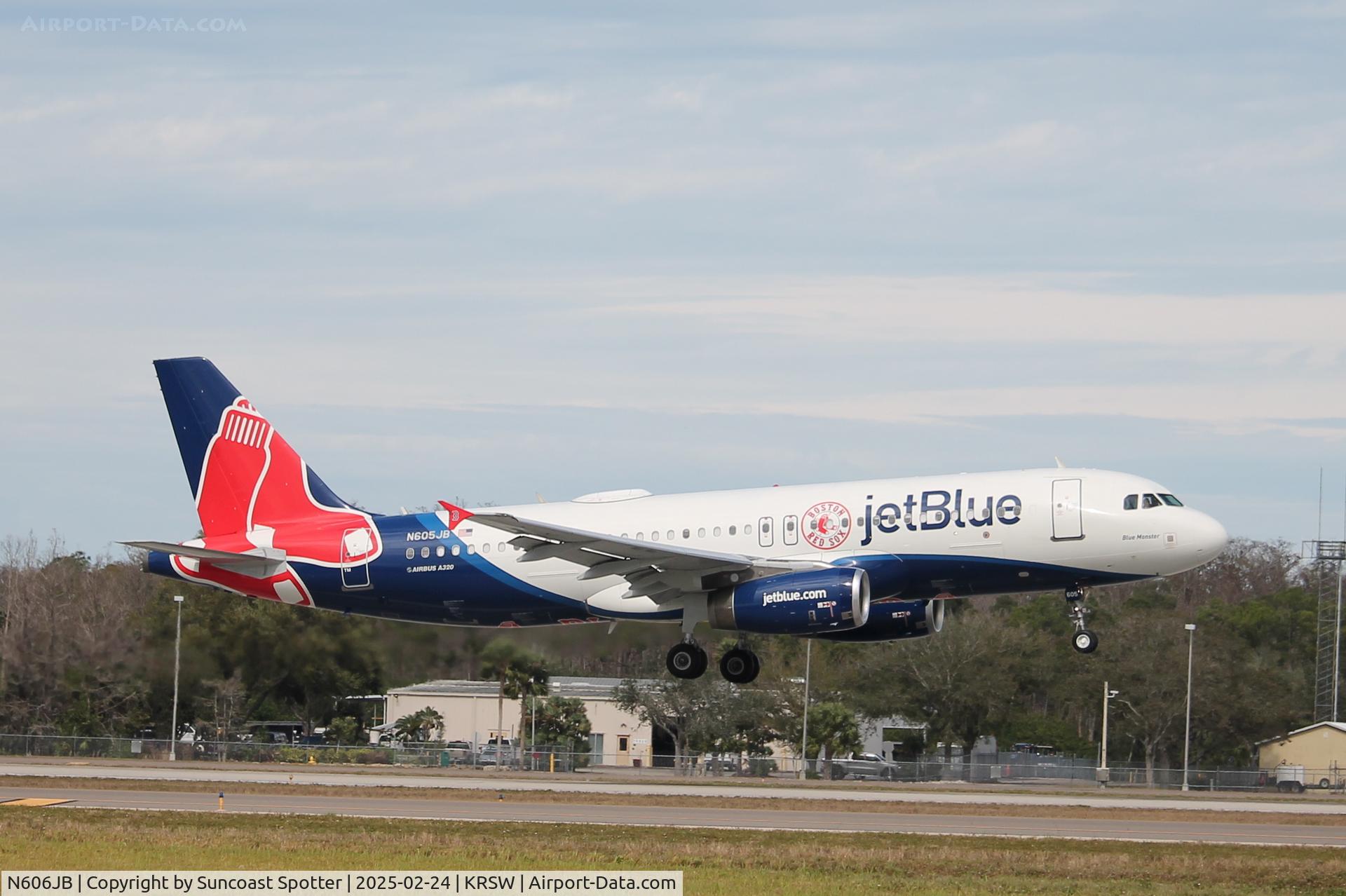 N606JB, 2005 Airbus A320-232 C/N 2384, JetBlue Flight 1529 arrives on Runway 6 at Southwest Florida International Airport following flight from John F Kennedy Airport