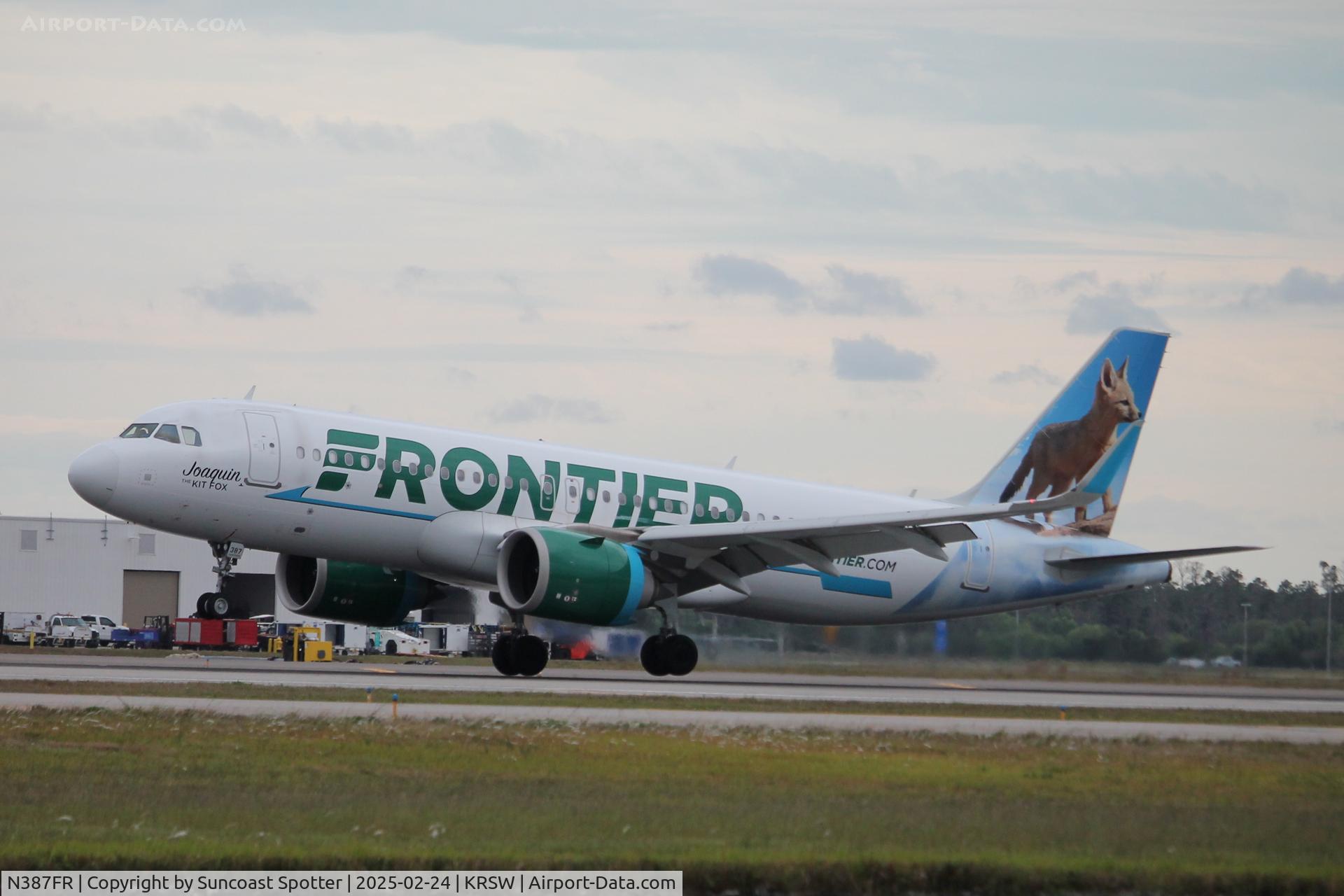 N387FR, 2021 Airbus A320-251N C/N 10708, Frontier Flight 3800 arrives on Runway 6 at Southwest Florida International Airport following flight from Chicago-O’Hare International Airport