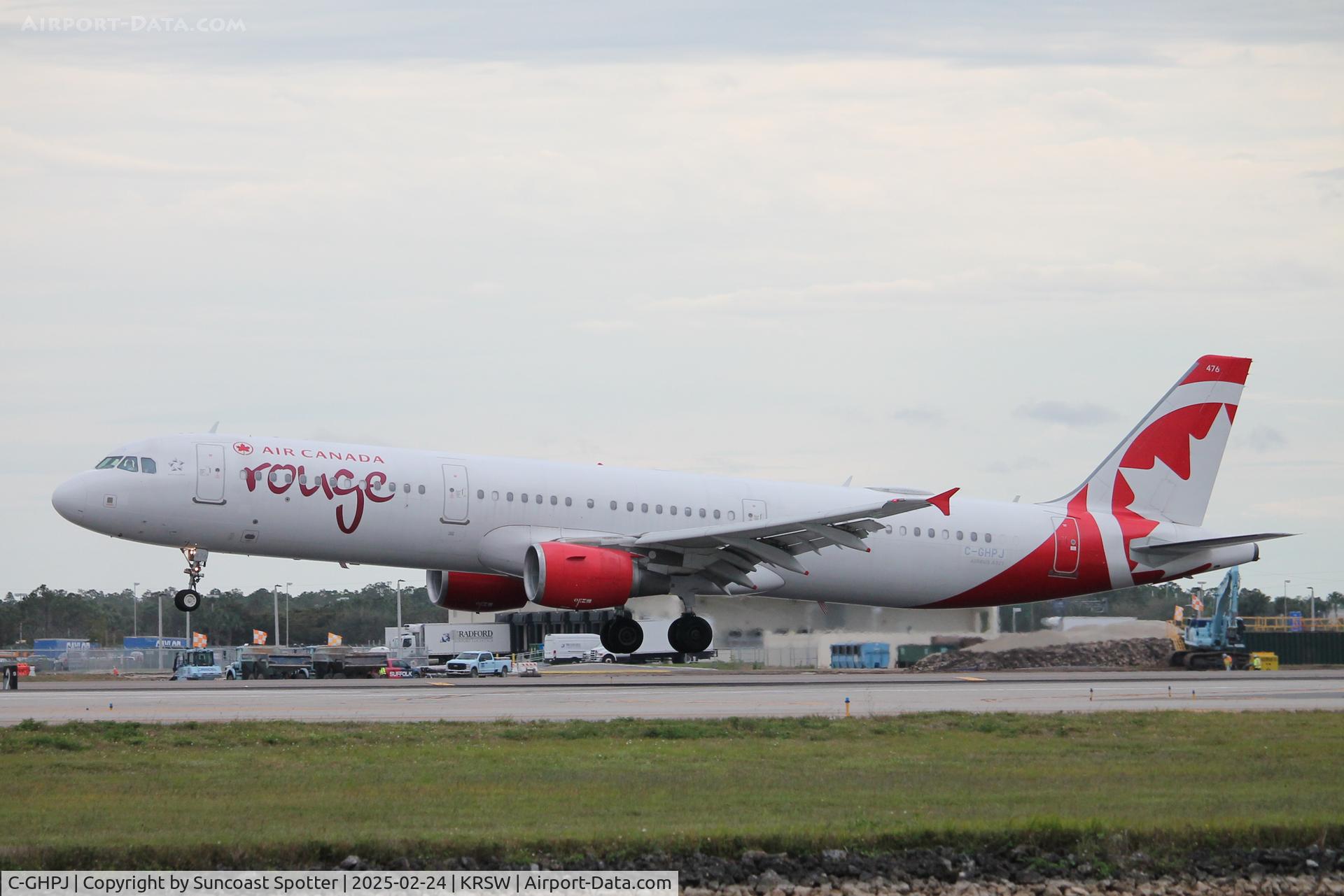 C-GHPJ, 2013 Airbus A321-211 C/N 5733, Rouge Flight 1662 arrives on Runway 6 at Southwest Florida International Airport following flight from Toronto-Pearson International Airport