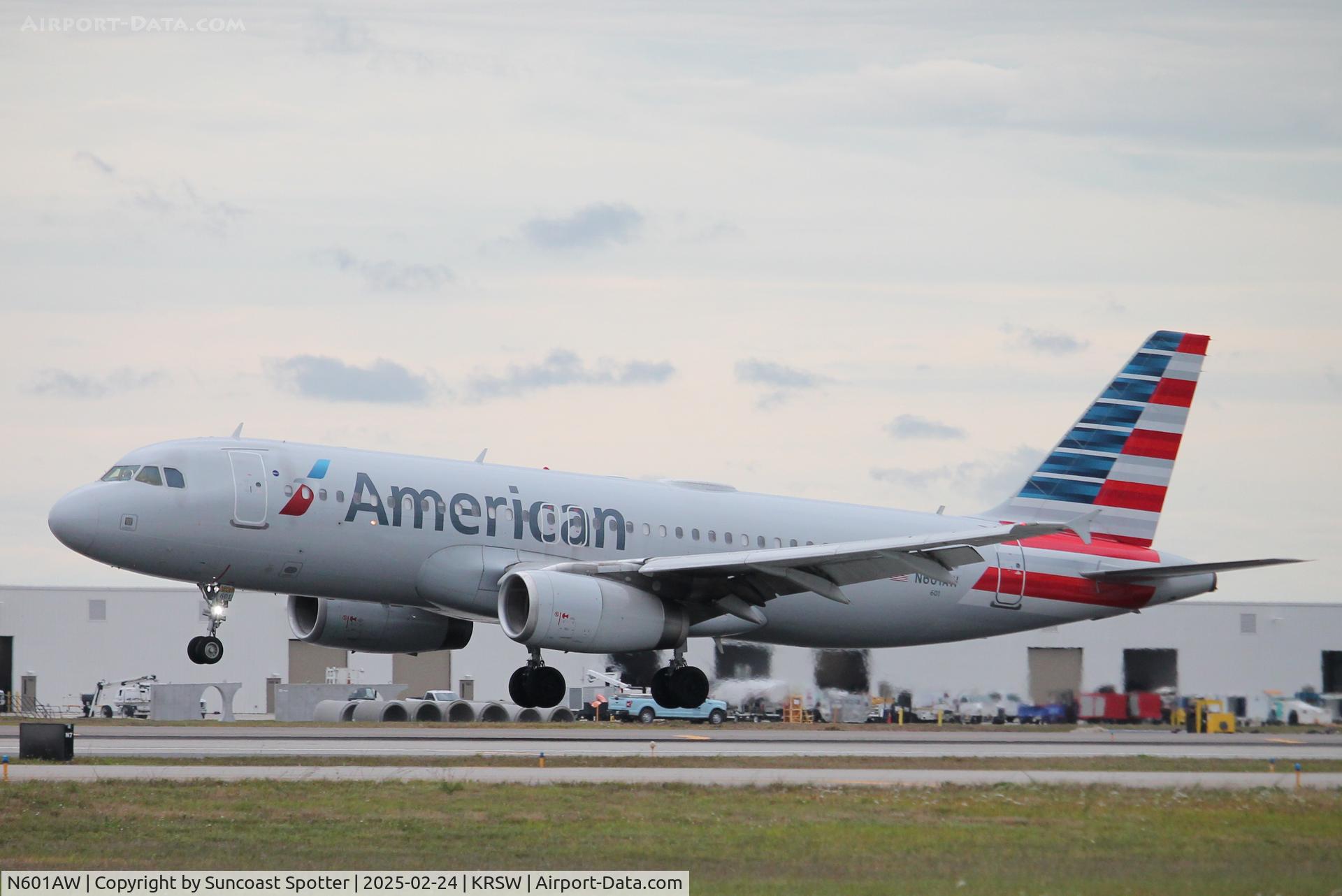 N601AW, 2003 Airbus A320-232 C/N 1935, American Flight 2899 arrives on Runway 6 at Southwest Florida International Airport following flight from Philadelphia International Airport
