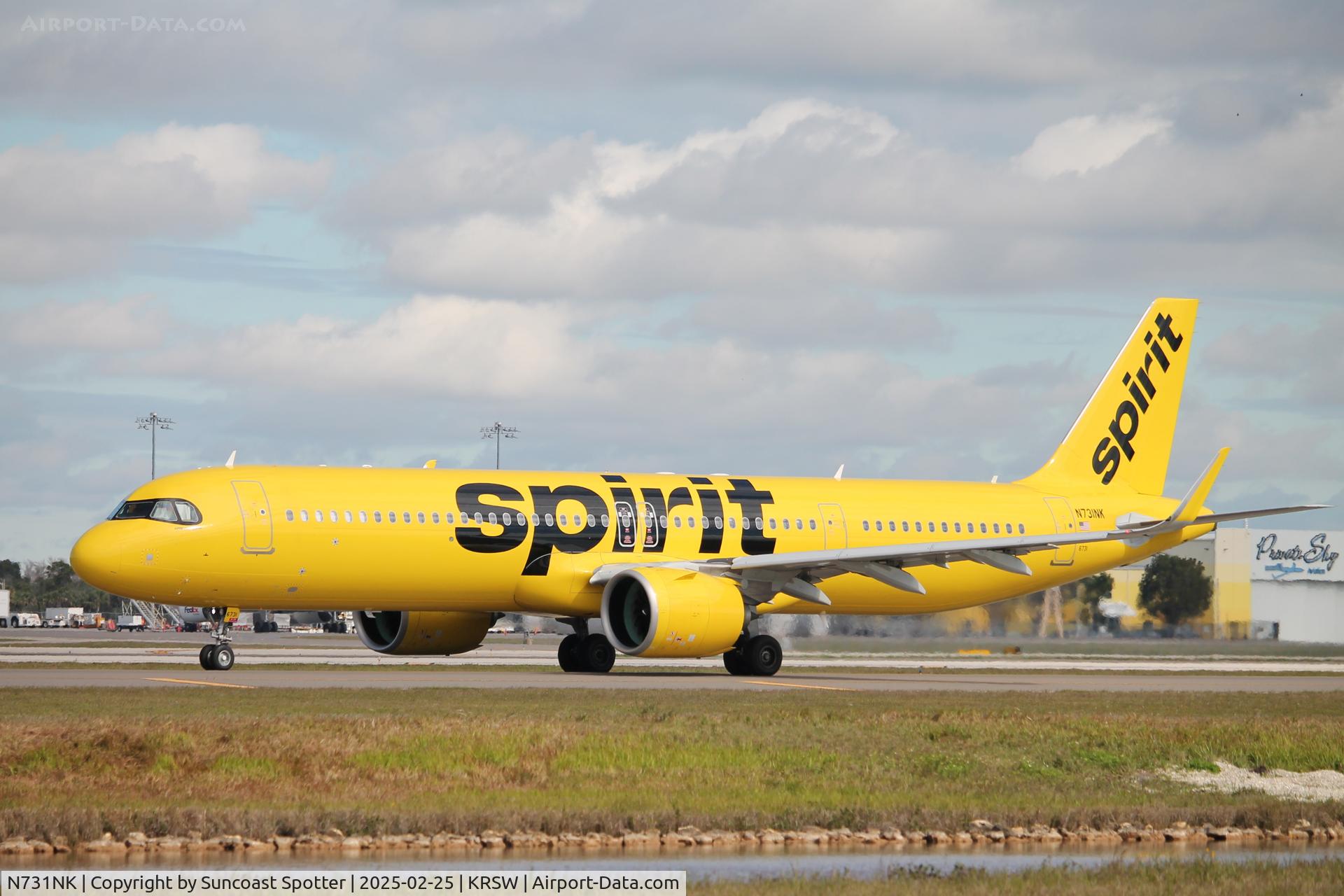 N731NK, 2024 Airbus A321-271NX C/N 11937, Spirit Flight 1386 taxis at Southwest Florida International Airport prior to flight to Detroit Metro Airport