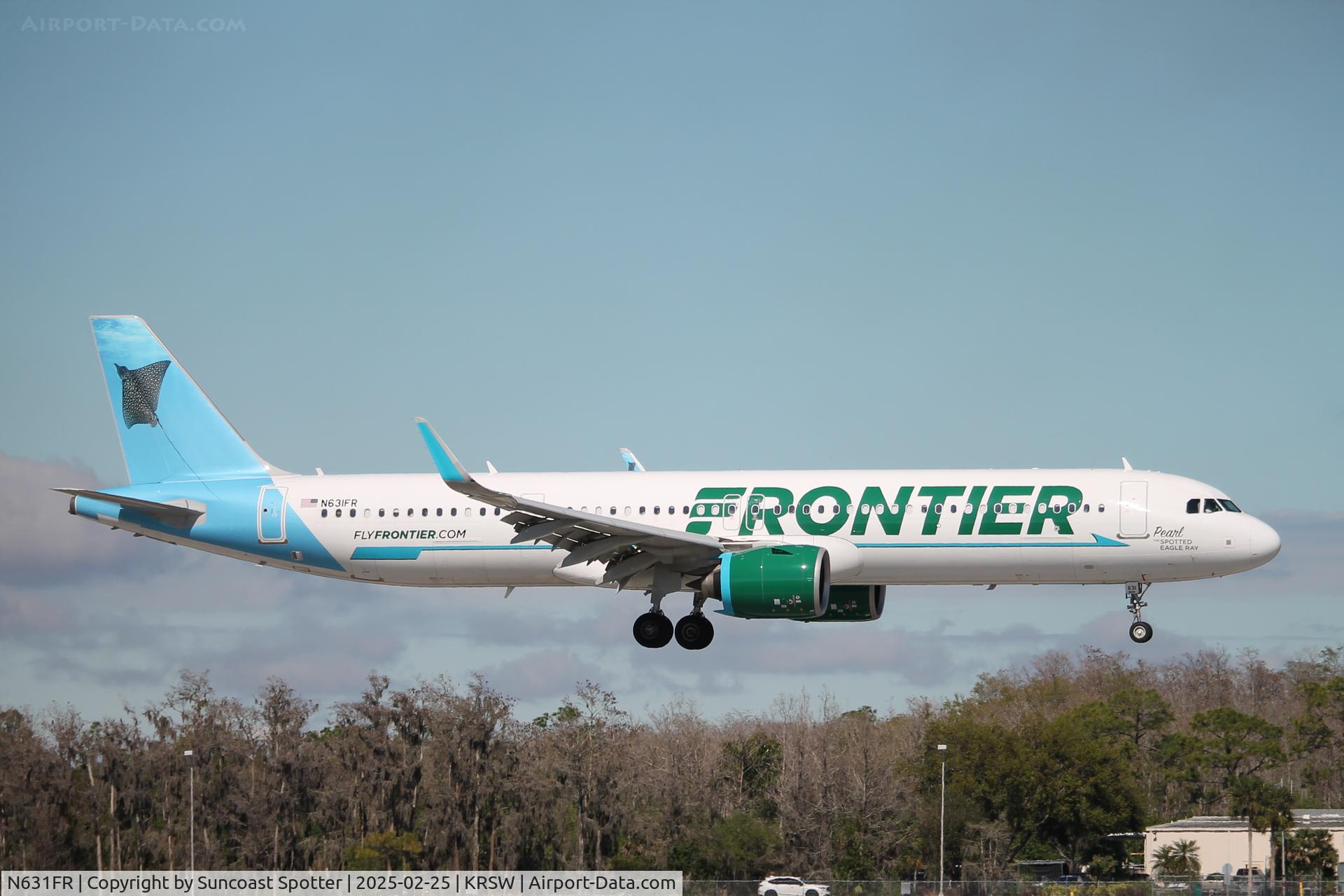 N631FR, 2023 Airbus A321-271NX C/N 11694, Frontier Flight 3955 arrives at Southwest Florida International Airport following flight from Buffalo-Niagara International Airport