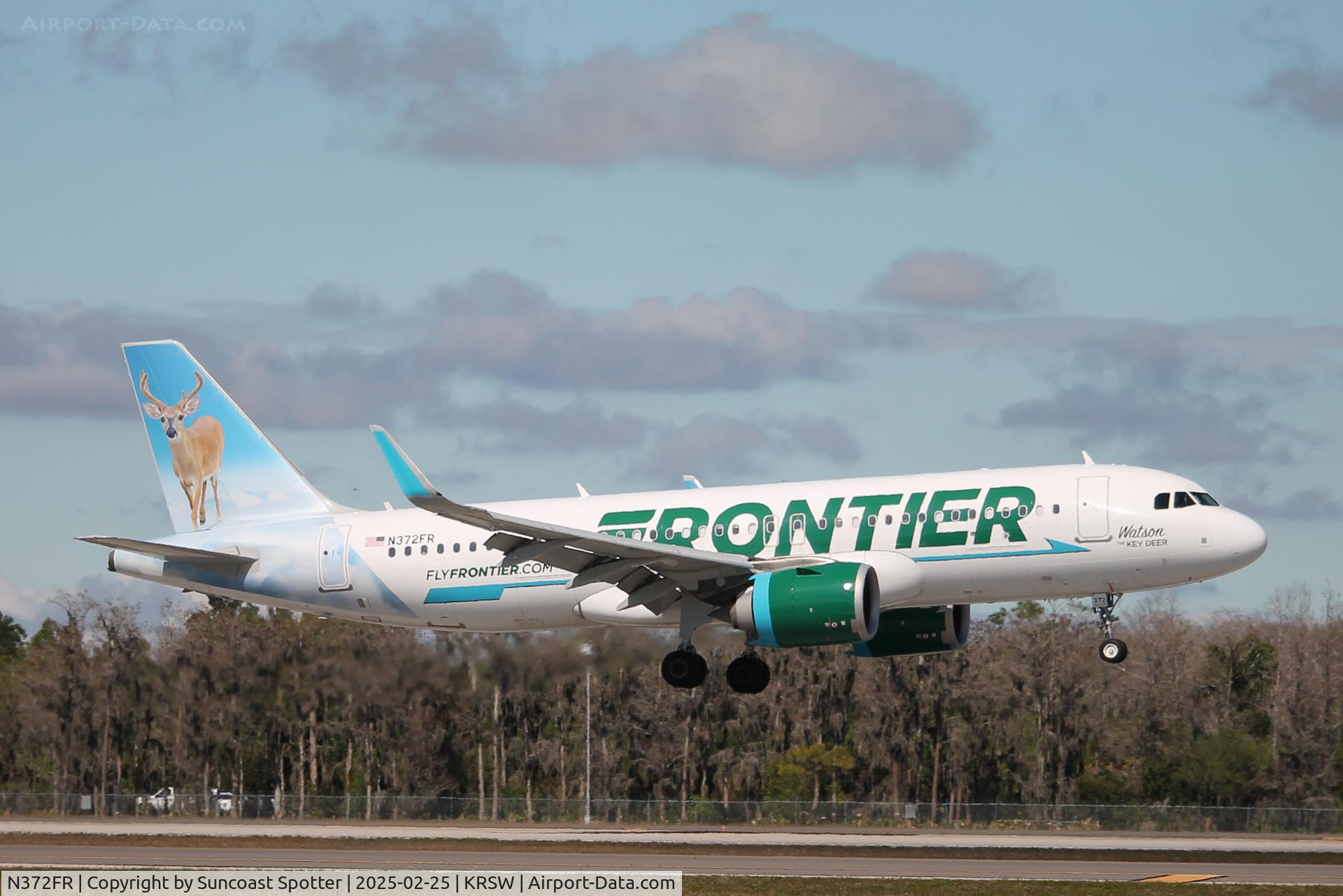 N372FR, 2020 Airbus A320-251N C/N 10119, Frontier Flight 1544 arrives at Southwest Florida International Airport following flight from Cleveland-Hopkins International Airport