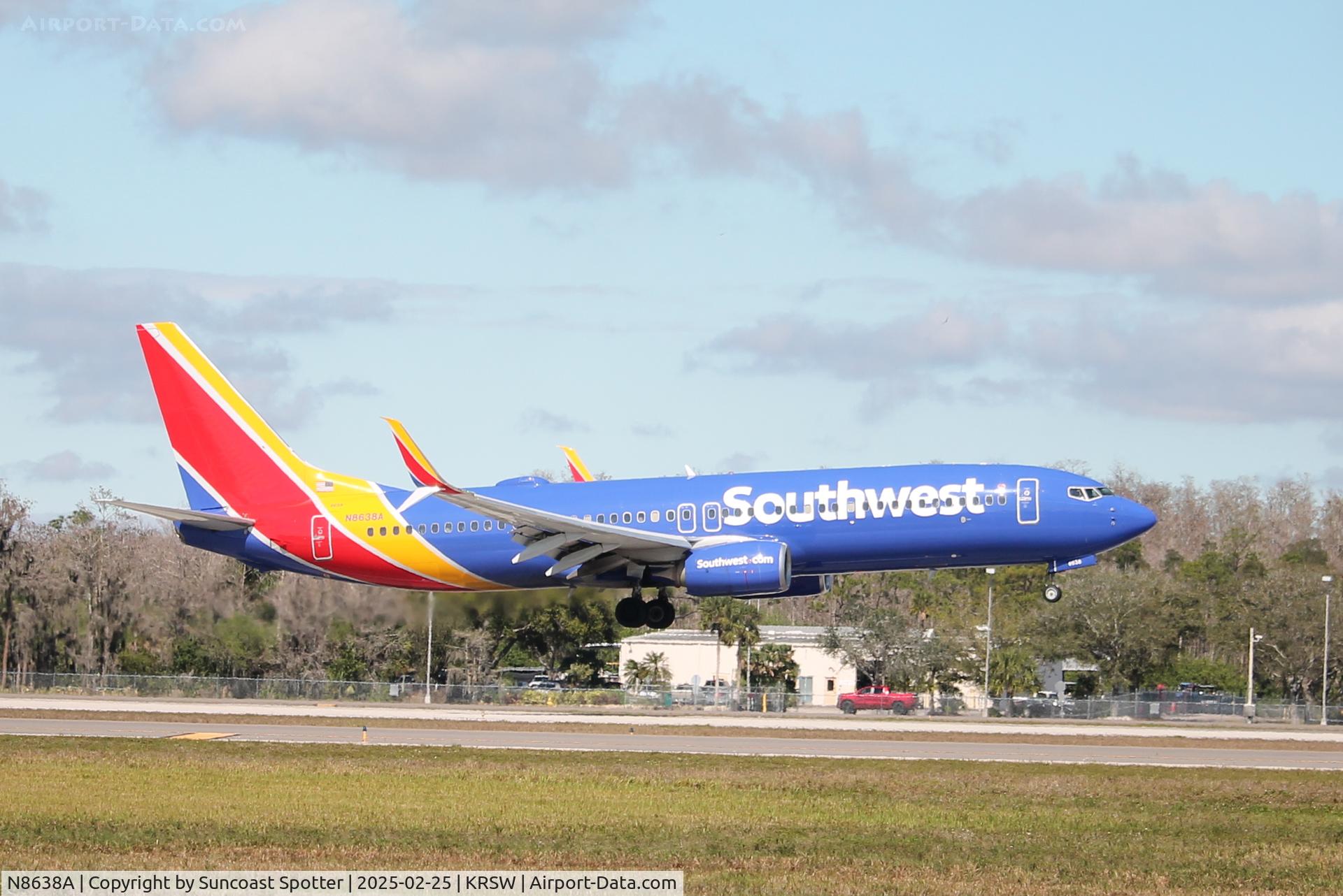 N8638A, 2014 Boeing 737-8H4 C/N 36911, Southwest Flight 1874 arrives at Southwest Florida International Airport following flight from Baltimore-Washington International Airport