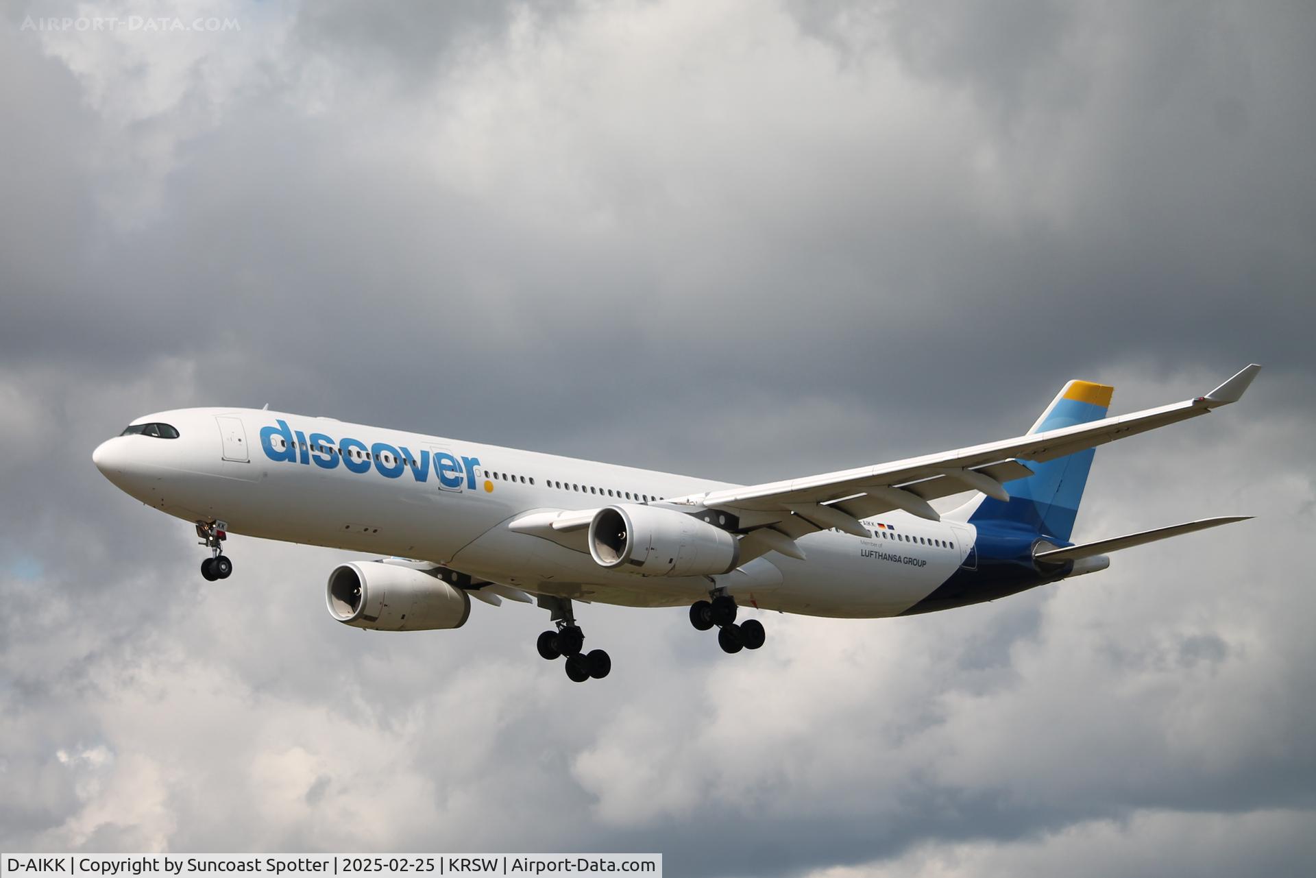 D-AIKK, 2008 Airbus A330-343X C/N 896, Discover Flight 60 arrives at Southwest Florida International Airport following flight from Frankfurt International Airport